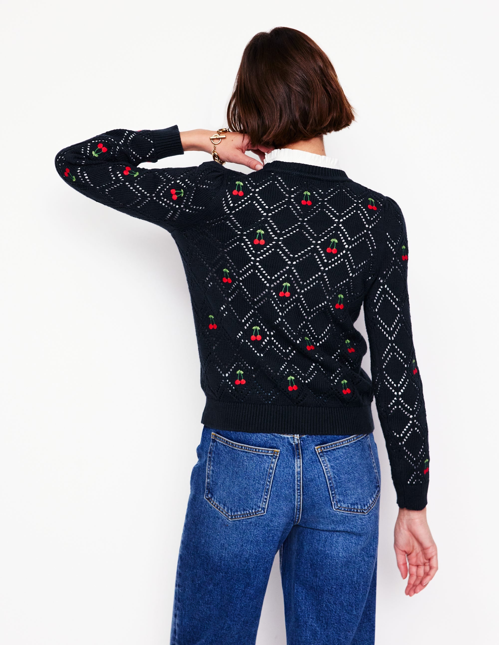  Enid Embroidered Sweater-Navy, Cherries、mySite、ashleygrahame