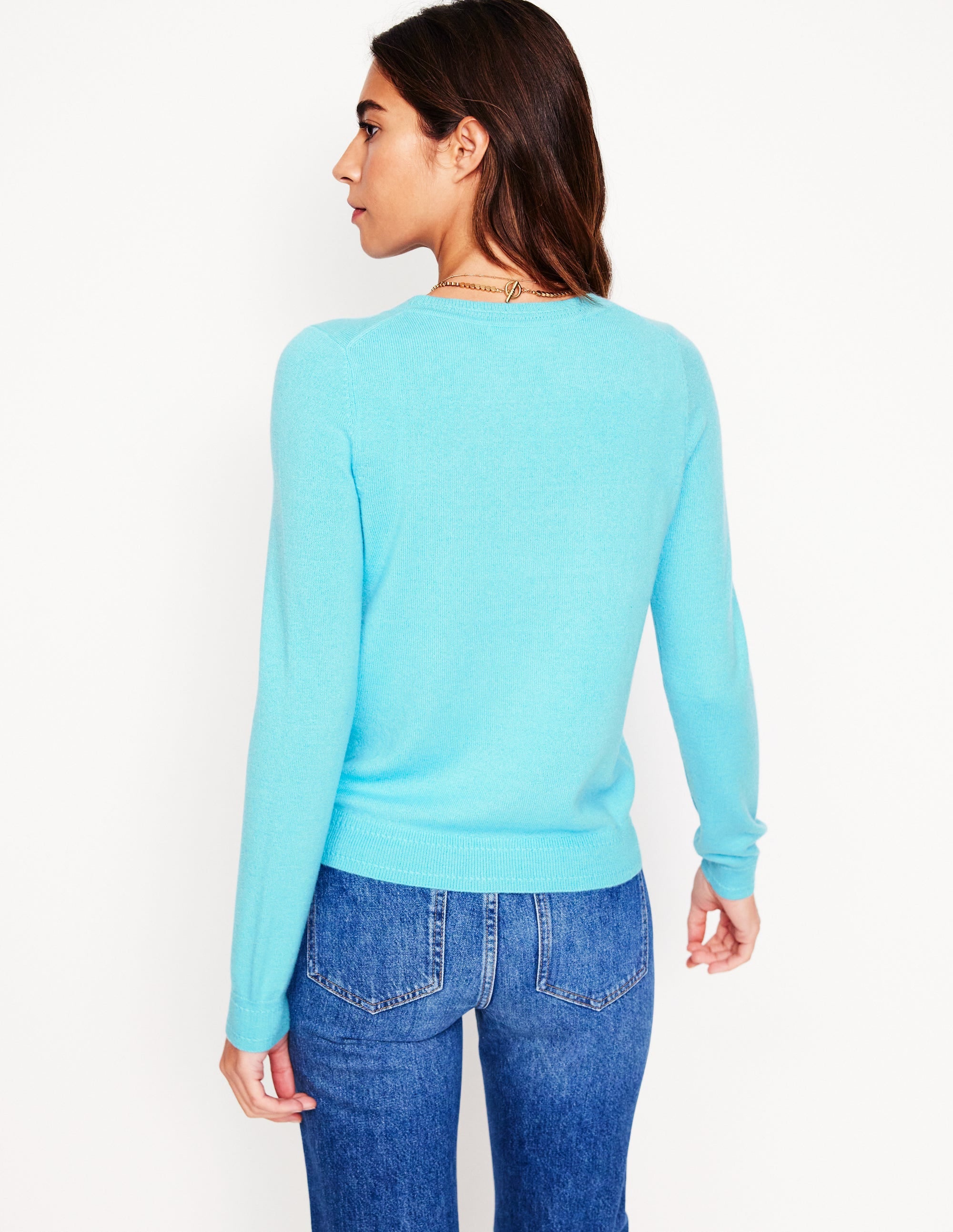  Eva Cashmere Crew Cardigan-Caribbean Blue、mySite、ashleygrahame