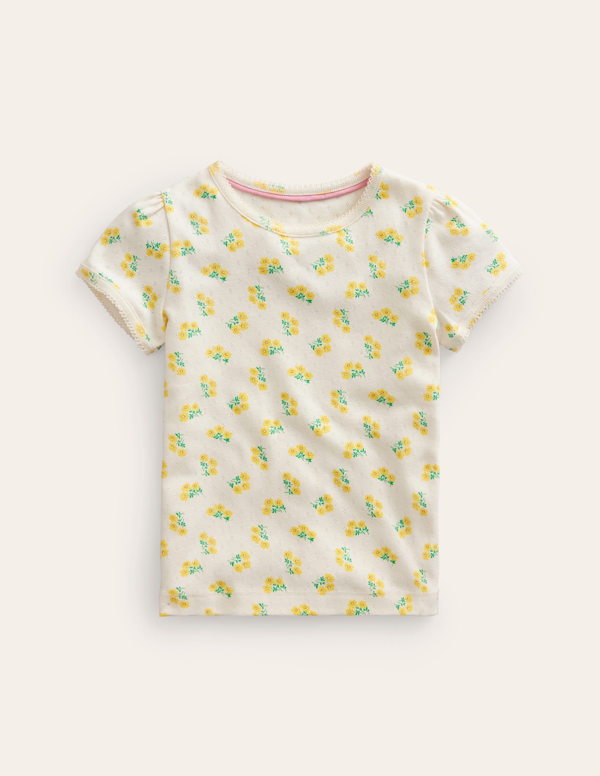  Short-sleeved Pointelle Top-Vanilla Pod Ditsy Floral、mySite、ashleygrahame