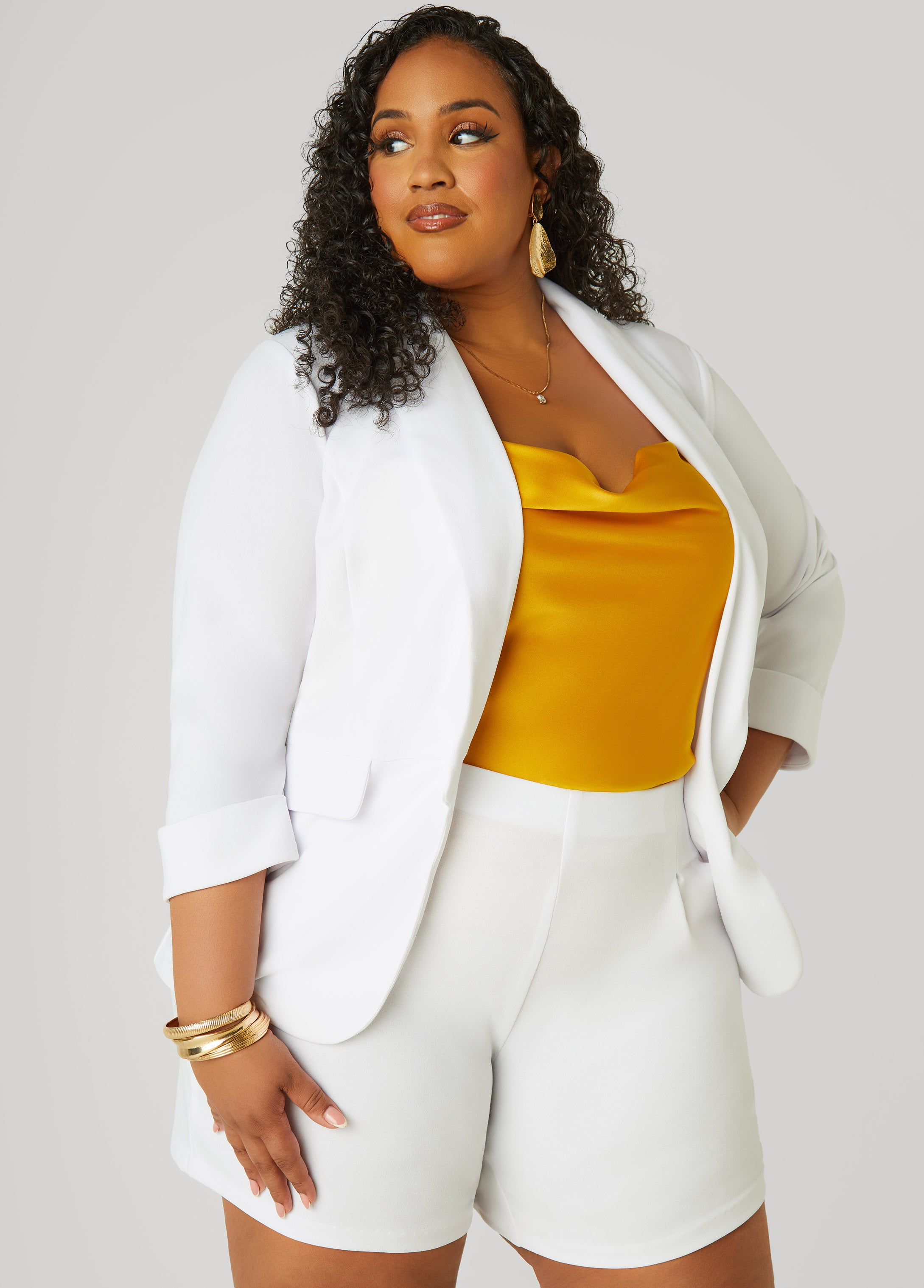 Cuffed Open Front Blazer、mySite、bengalsvssteelers