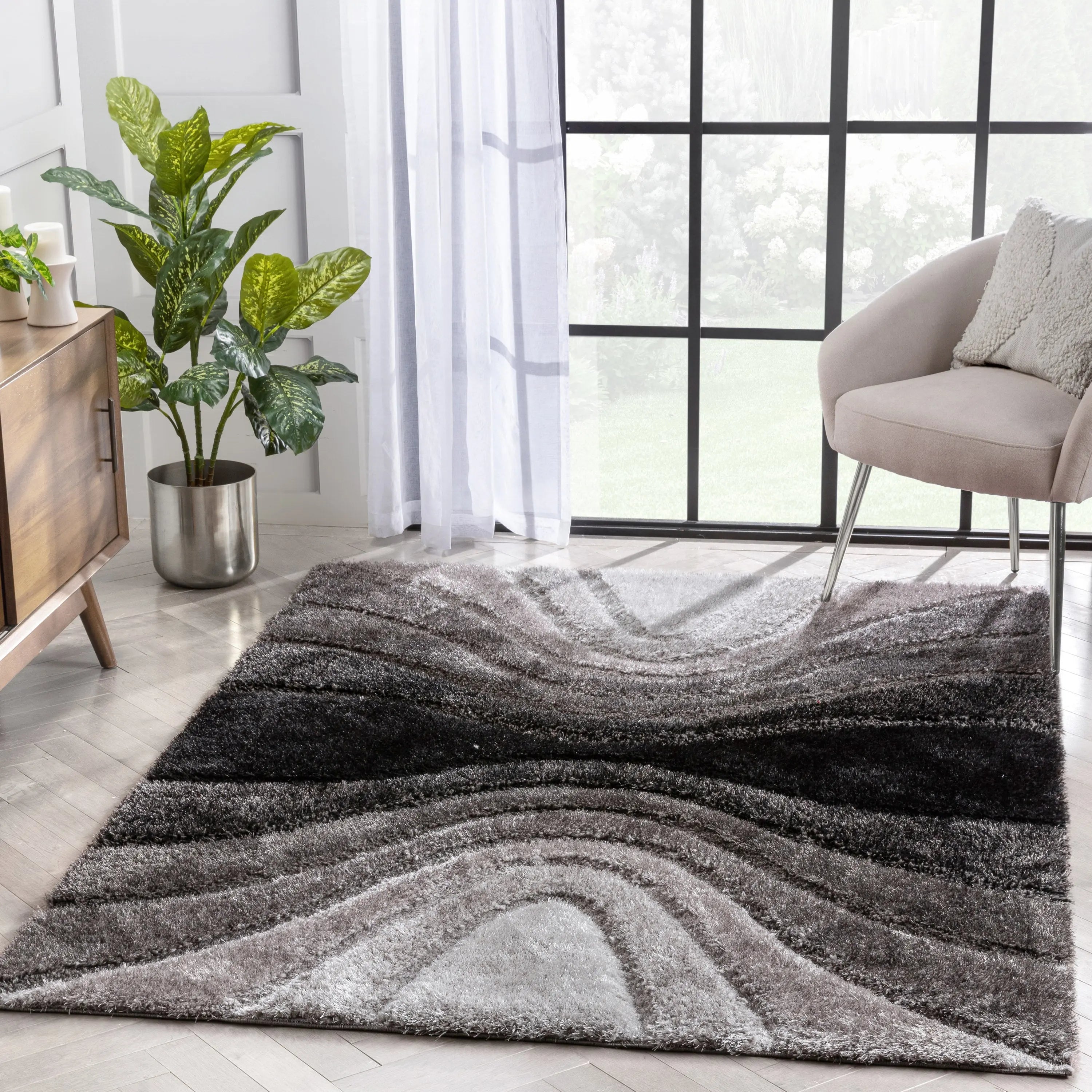 Luz Modern Geometric Black 3D Textured Thick & Soft Shag Rug、mySite、gigharbornorthrealestate