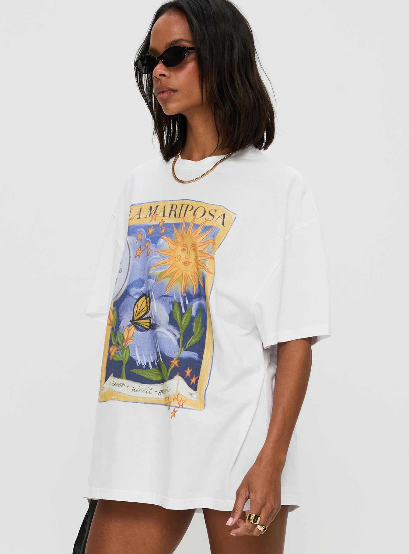 Tarot Card Oversized Graphic Top White / Multi、mySite、solidvoid