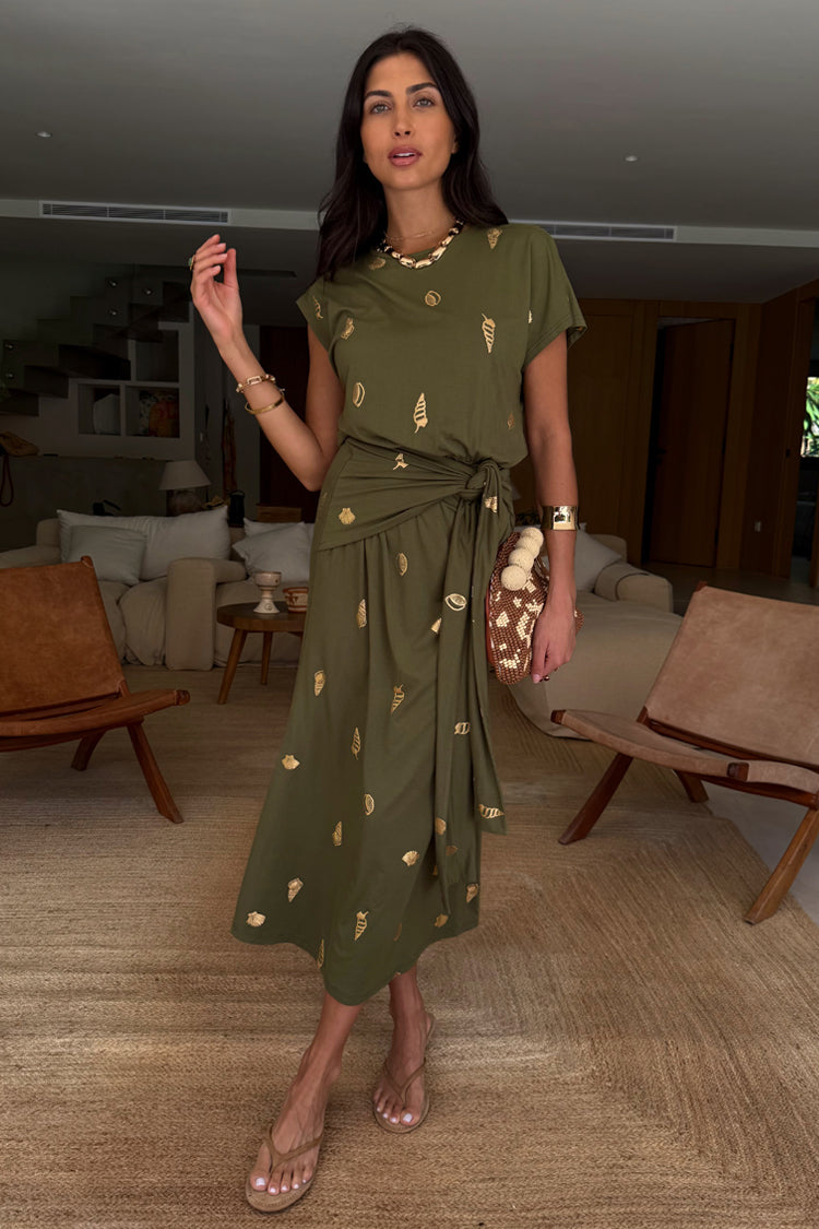 Khaki Shell Midi Dress、mySite、solidvoid