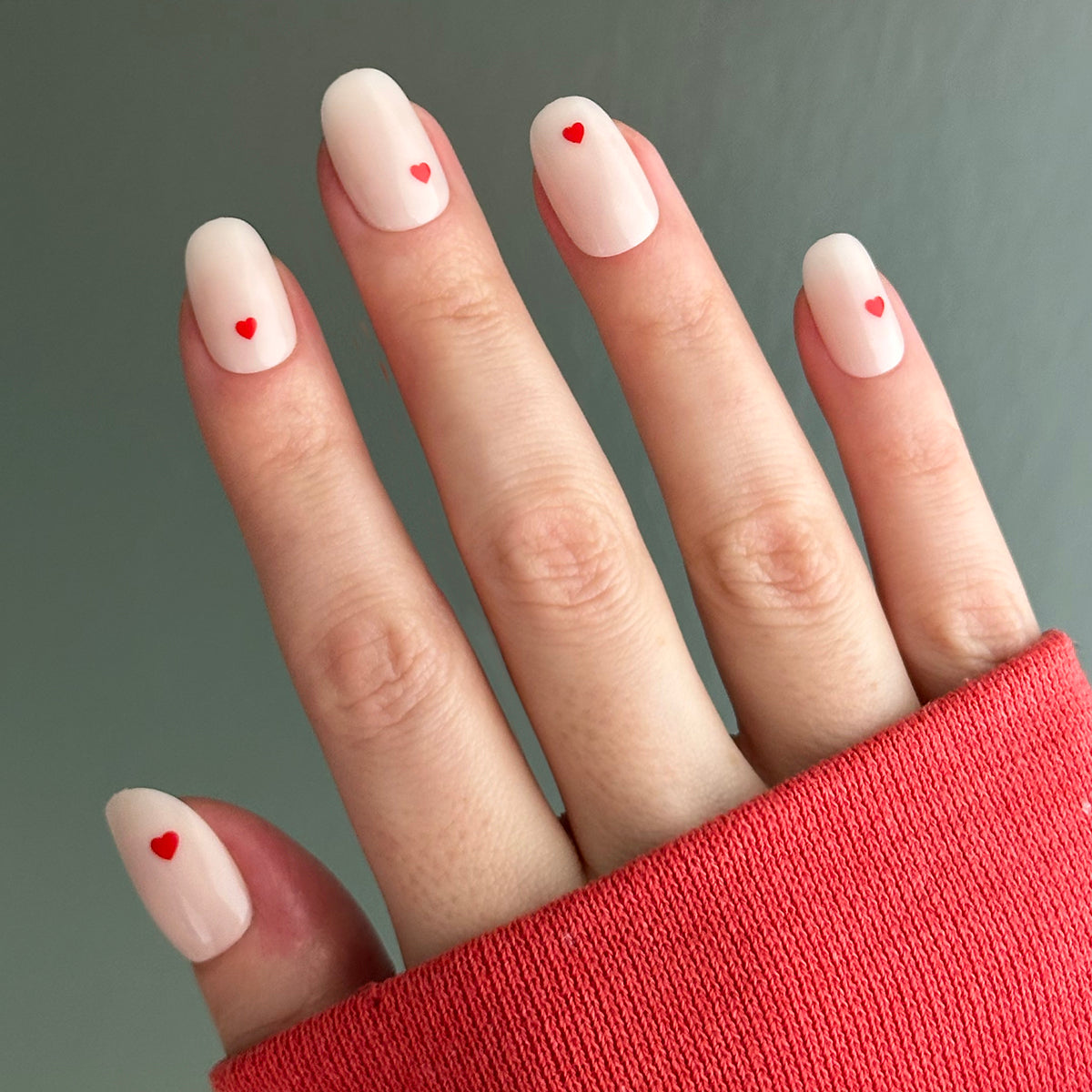 Red Hearts | Short | Round - Tab Press-On、mySite、solidvoid