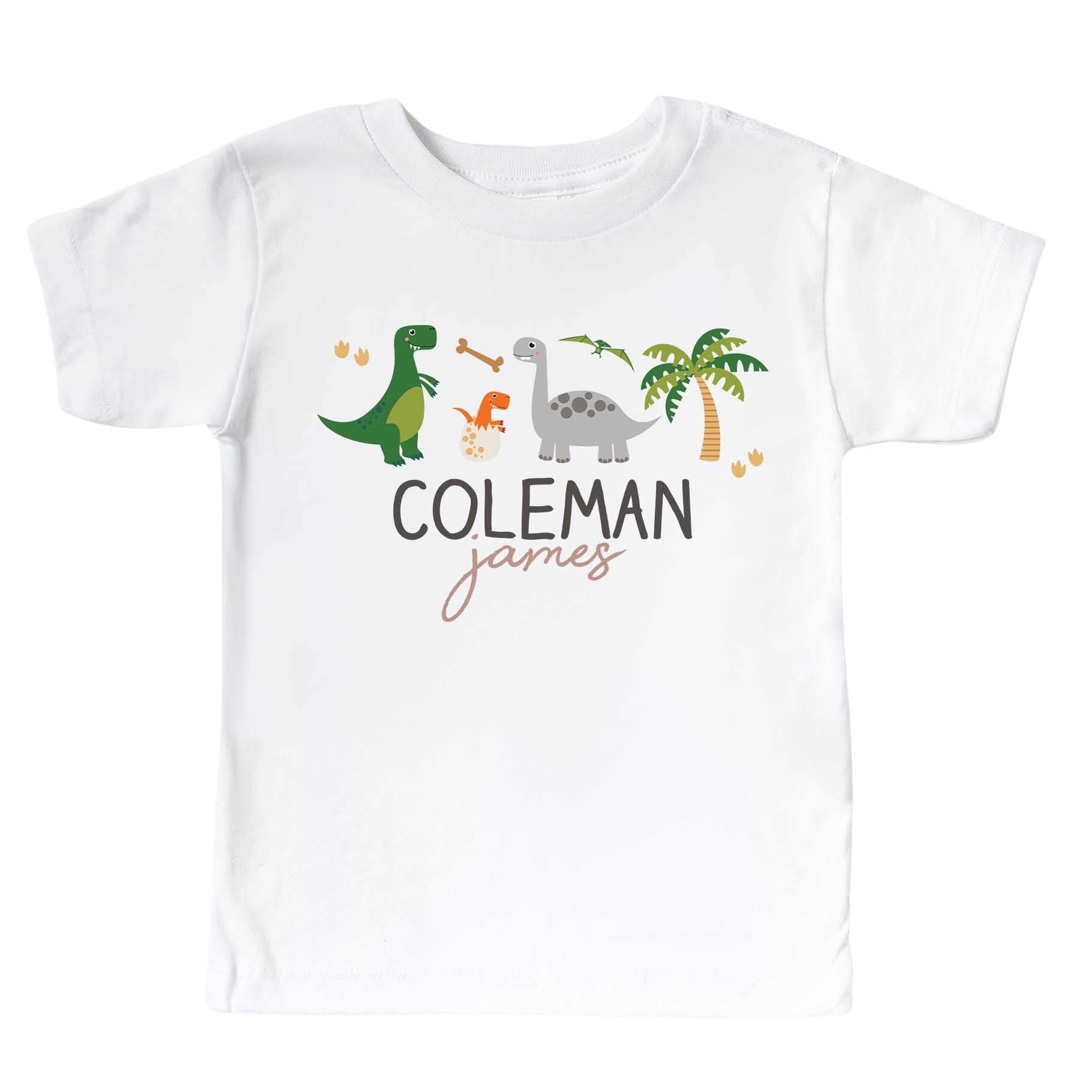  Personalized Neutral Happy Dinos Kids Graphic Tee | White、mySite、layawaytickets
