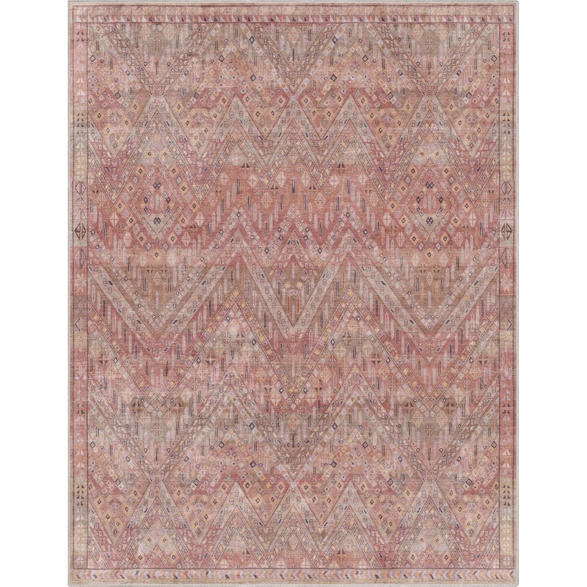 Anya Vintage Tribal Chevron Pink Beige Rust Flat-Weave Rug、mySite、gigharbornorthrealestate