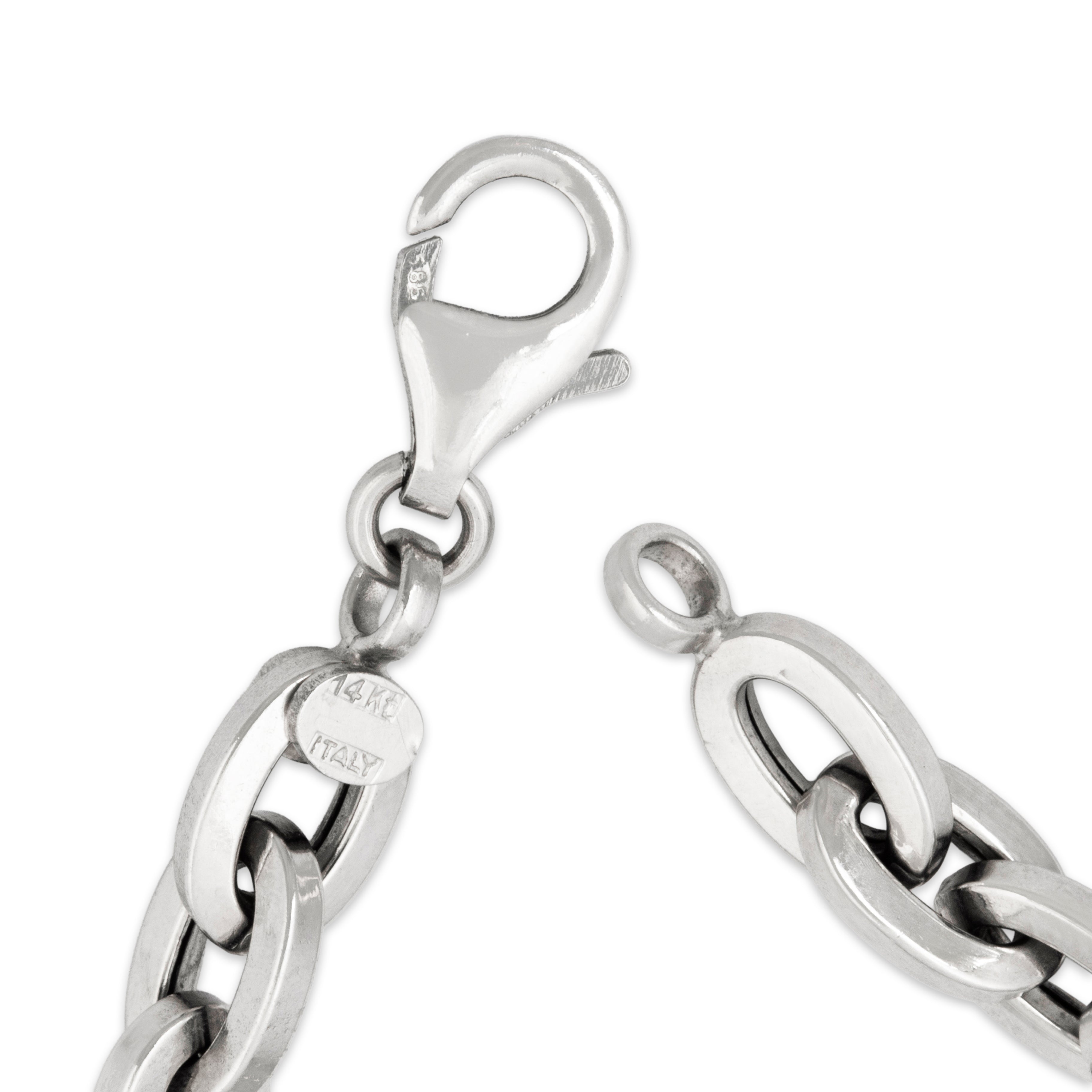 Vintage Italian 14k White Gold Chic Oval Link Bracelet 6.75、mySite、hinf8tx79