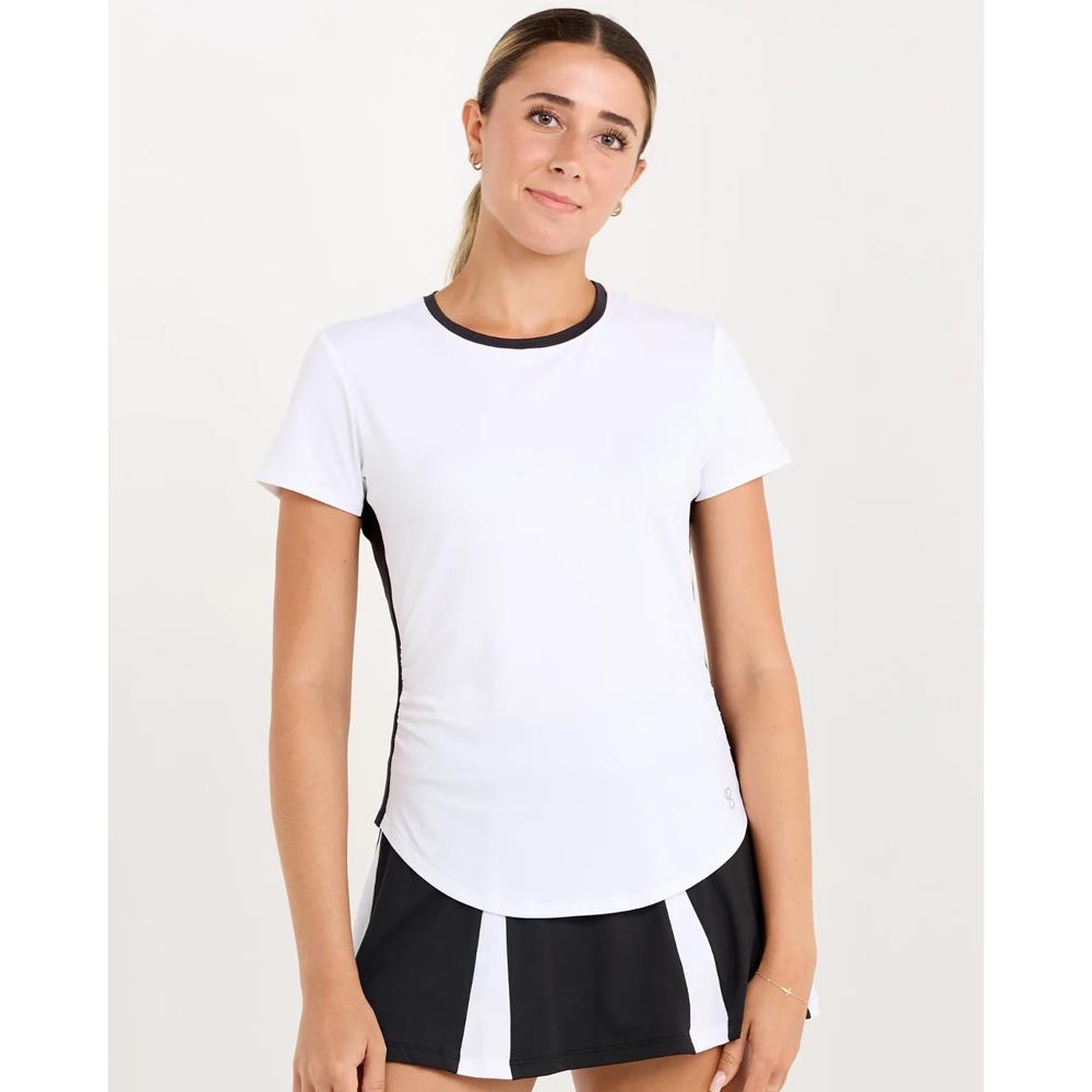 Sofibella Women's Monochrome Short Sleeve Top - White/Black