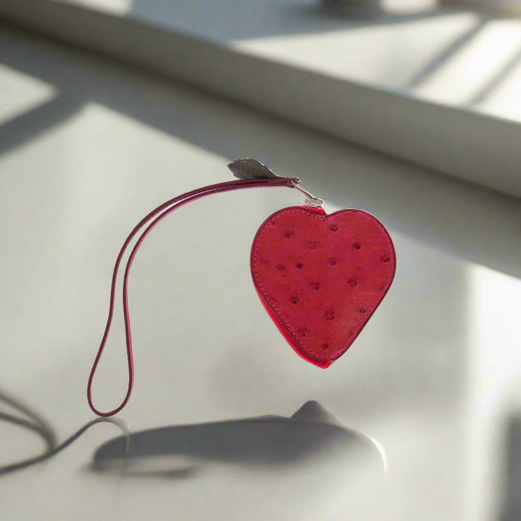 Hermès Tutti Frutti Strawberry Charm Rouge Vif Ostrich Coin Purse、mySite、garminoutage.com