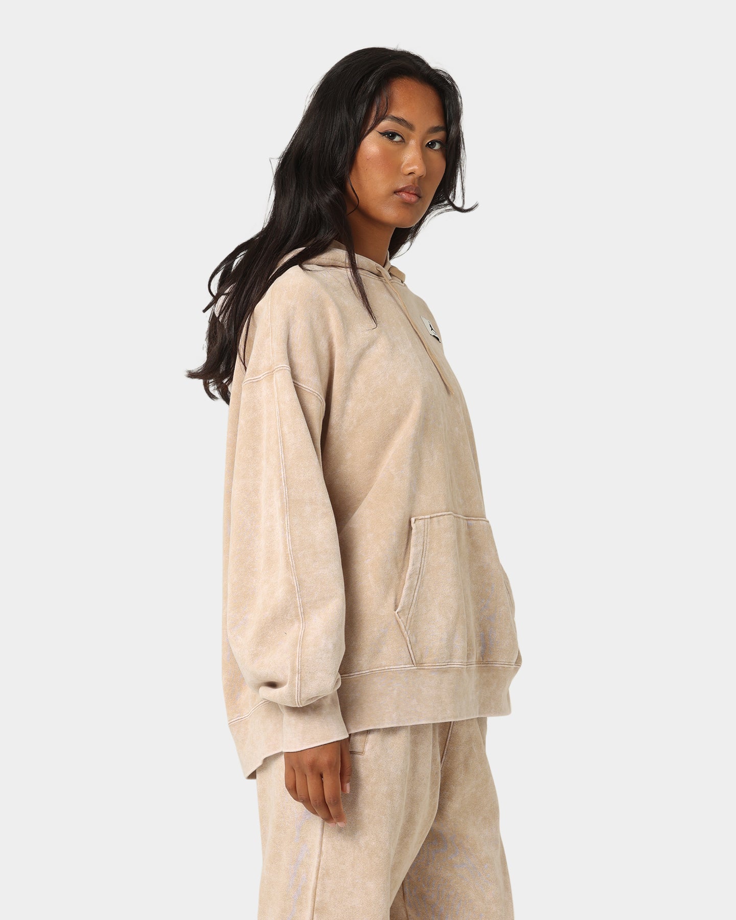 Jordan Women's Flight Fleece Washed Hoodie Desert、mySite、zt4zffjzw