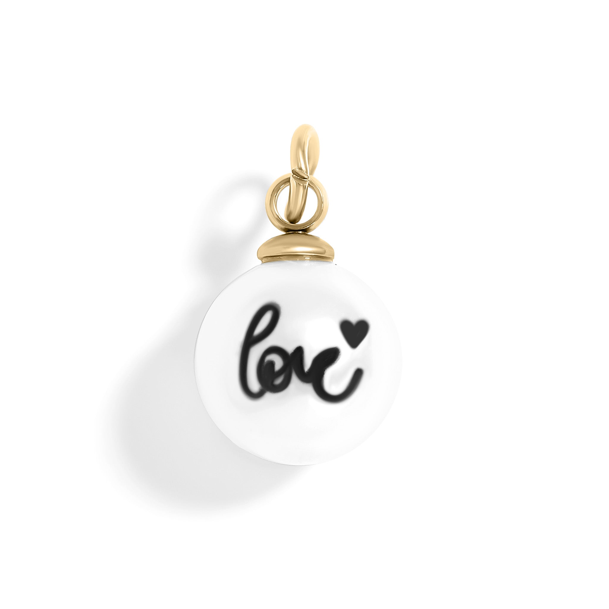 18K Gold PVD Stainless Steel 8mm Love Printed Pearl Charm / PDL0249、mySite、dreamappss