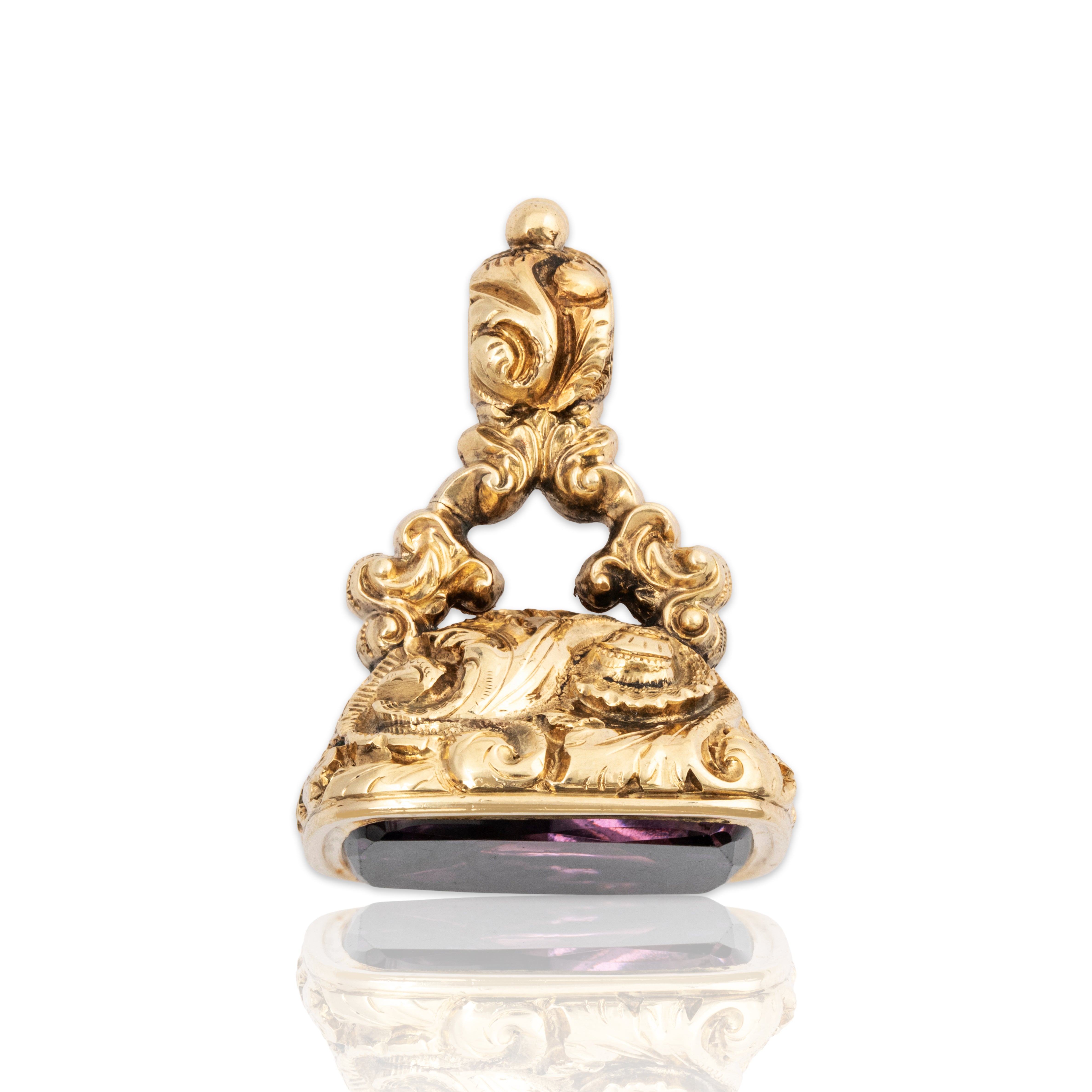 Quality Large Victorian Antique 14k Yellow Gold 14ct Amethyst Fob Seal Pendant、mySite、hinf8tx79