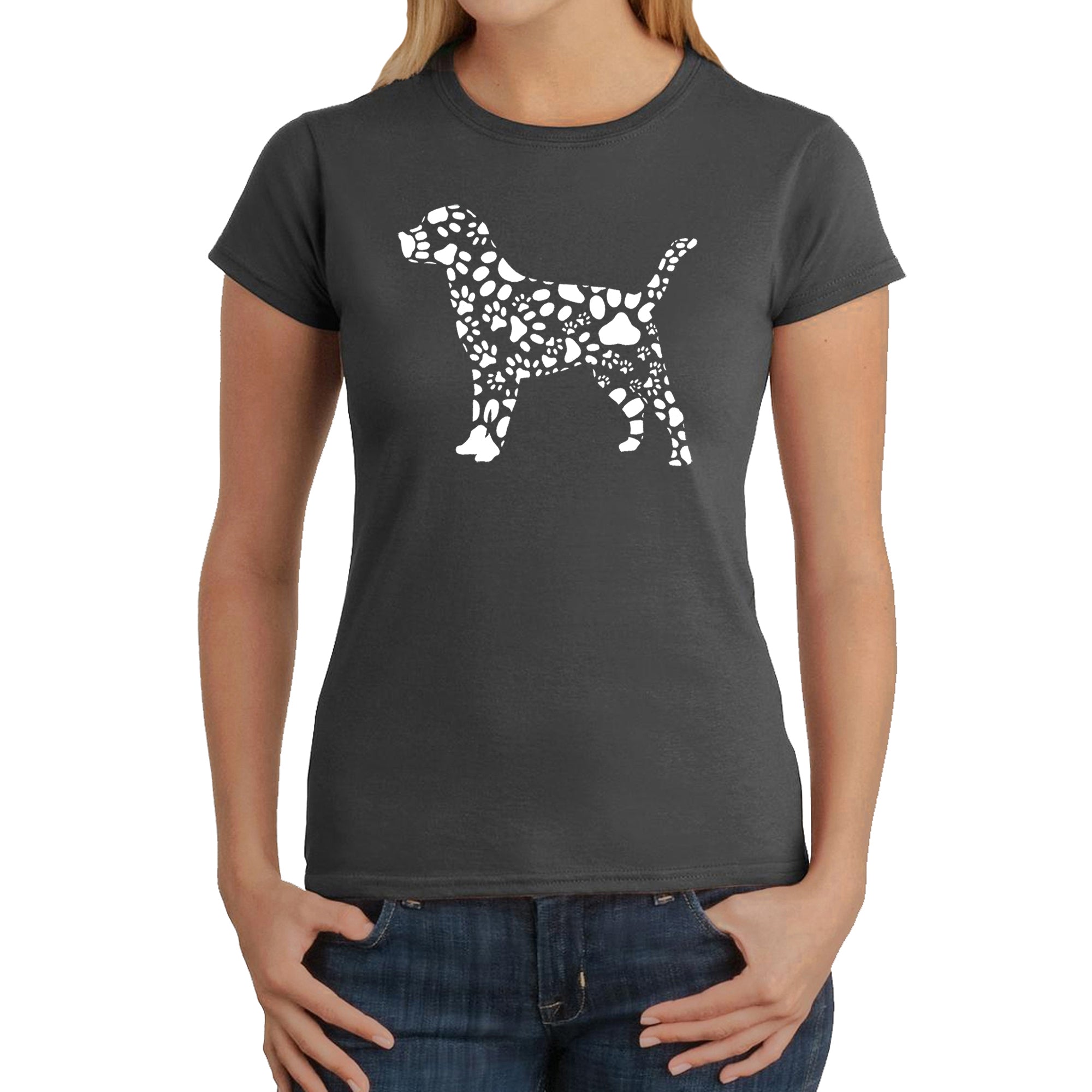 Dog Paw Prints - Women's Word Art T-Shirt、mySite、camillekostekn