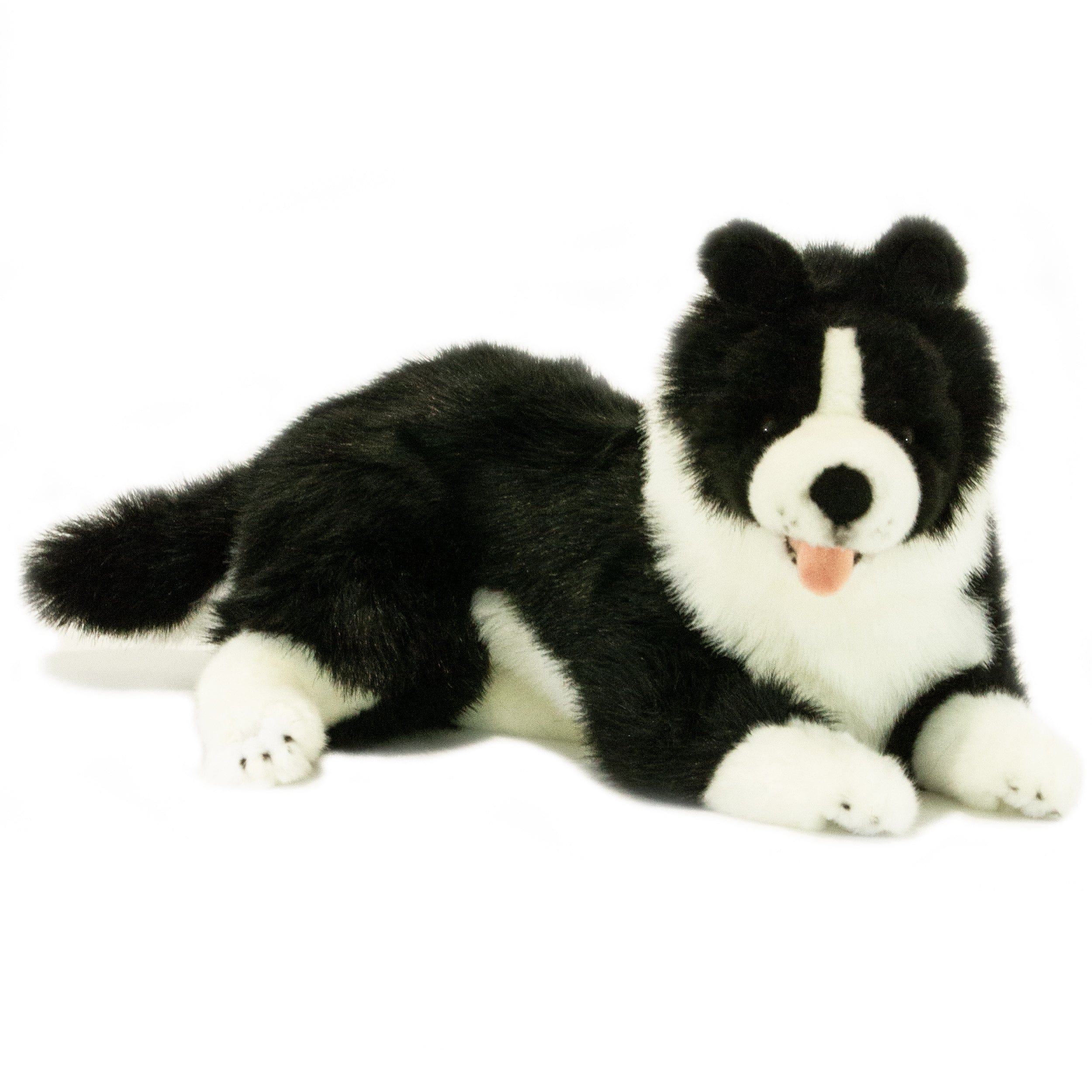 Border Collie Black & White Handmade Plush Lifelike Lying Fine Quality Stuffed Dog、mySite、g9winljtr