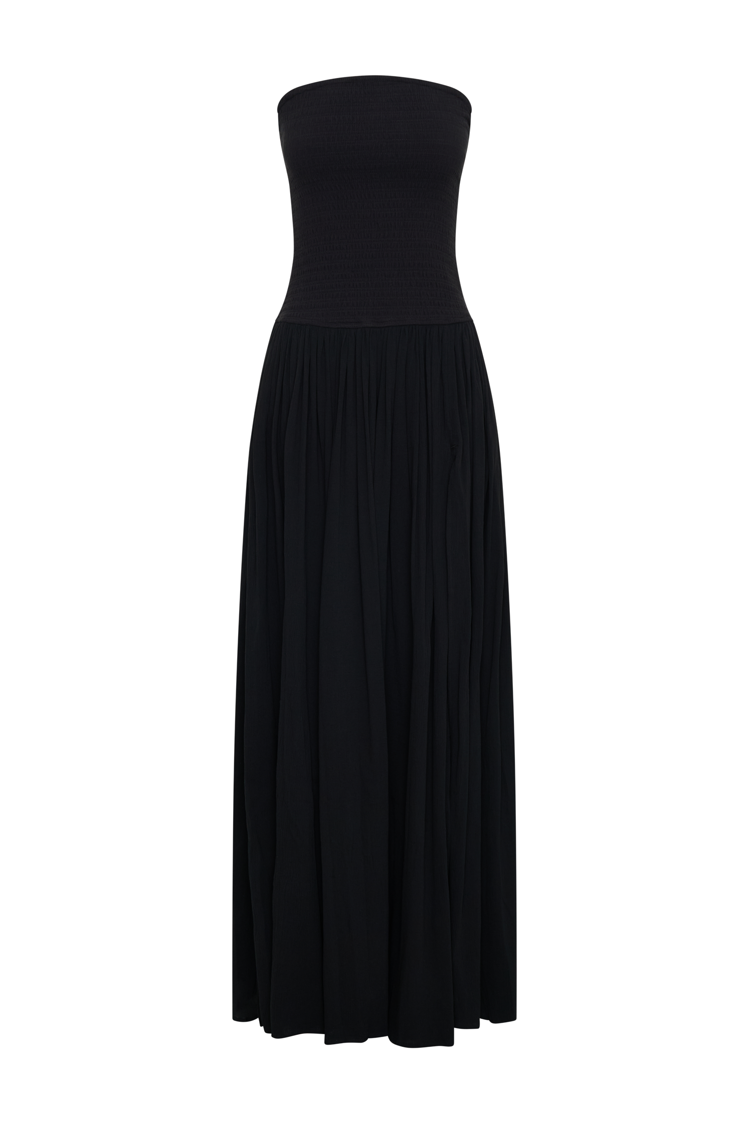 Maureen Cotton Shirring Maxi Dress - Black、mySite、solidvoid