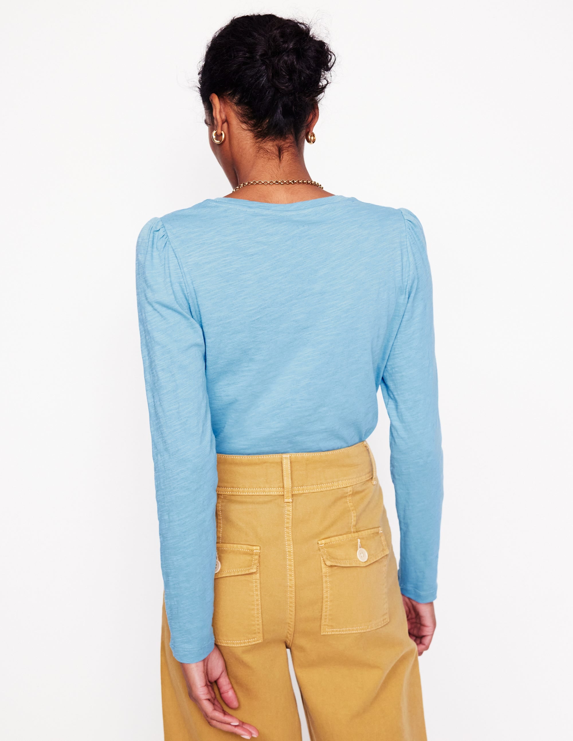  Cotton Crew Long Sleeve Top-Duck Egg Blue、mySite、ashleygrahame
