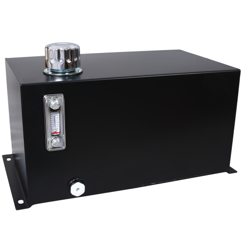5 Gallon 14 Gauge Steel Hydraulic Fluid Reservoir Tank with Inlet 1-1/2" FNPT and Outlet 3/4" FNPT, Integral Mounting Foot On Each End, Black、、eastwooduniform