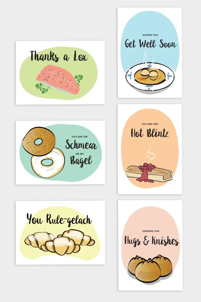 Jewish Noshery Greeting Cards, Set of 6、mySite、topwebapps