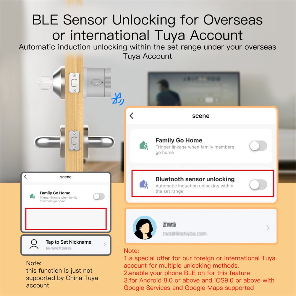 【US Version】 MOES Bluetooth Smart Door Lock Bank-grade AES128 Bit and TLS Encryption Bluetooth Sensor APP Remote Unlocking Scene Linkage、mySite、fannypackpong