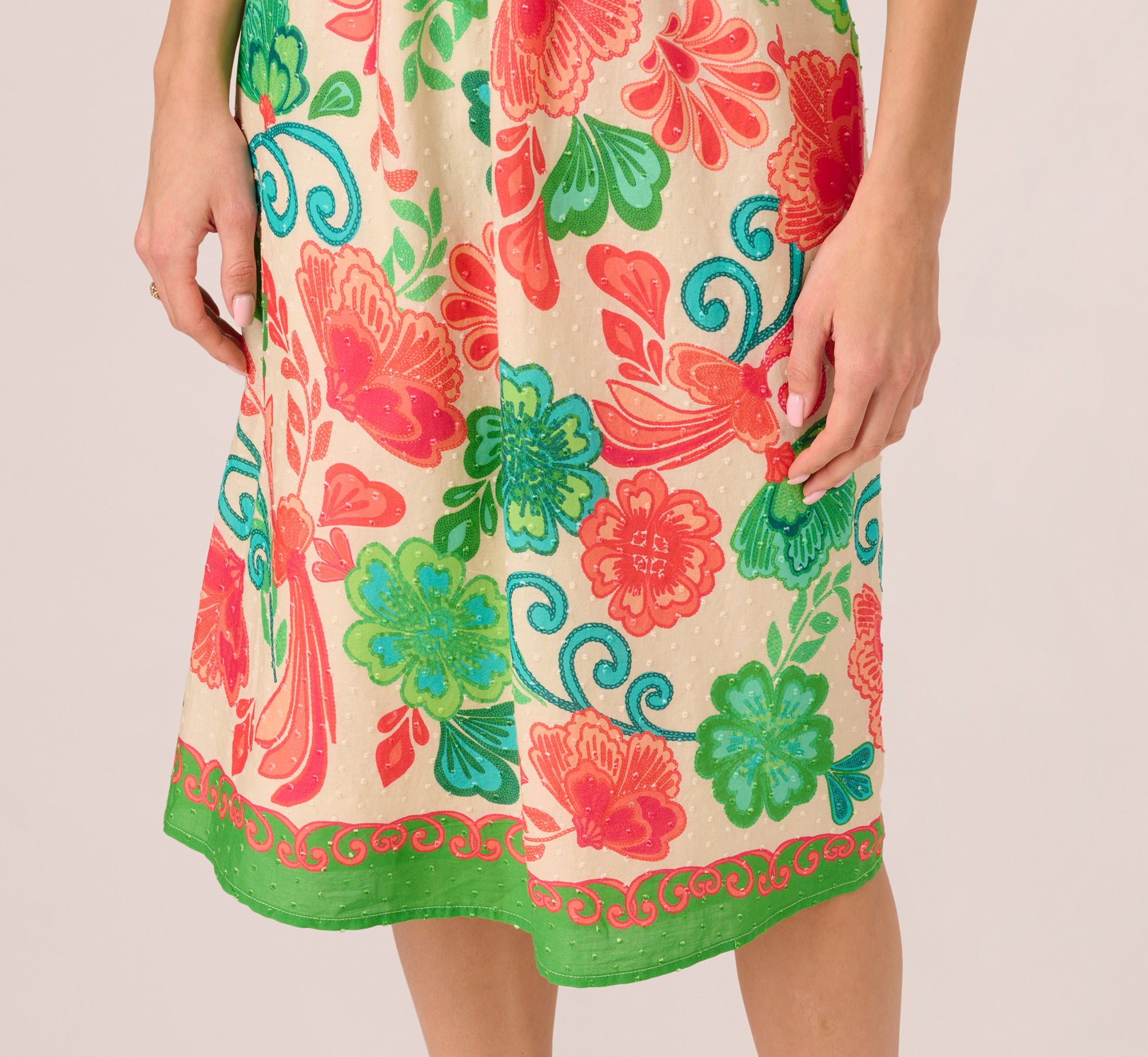 Floral Shirred Cotton Midi Sundress In Ivory Multi、mySite、solidvoid