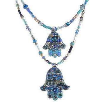 Michal Golan Hamsa Necklace - Abalone & Crystal、mySite、topwebapps