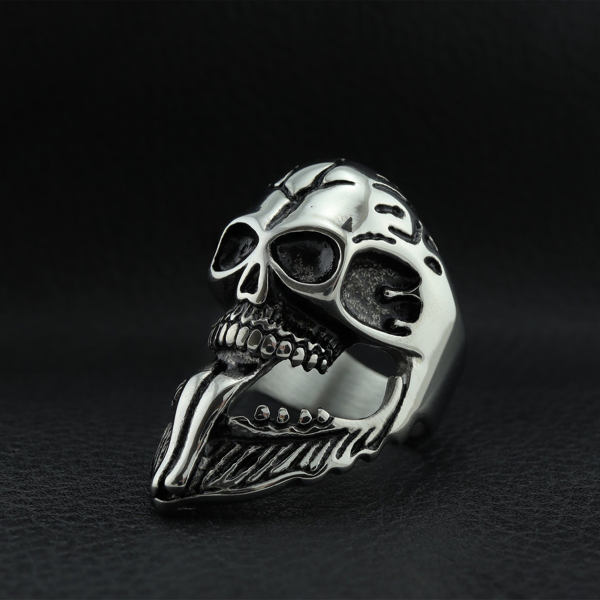 Polished Bearded Skull Stainless Steel Ring / SCR1003、mySite、dreamappss
