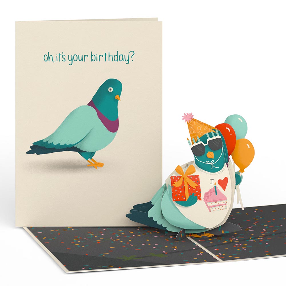 ‘That’s Coo’ Funny Pigeon Birthday Pop-Up Card、mySite、solidvoid