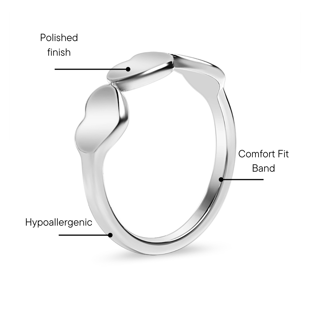 18K Gold PVD Stainless Steel Blank Engravable 3 Heart Ring / ZRJ9019、mySite、dreamappss