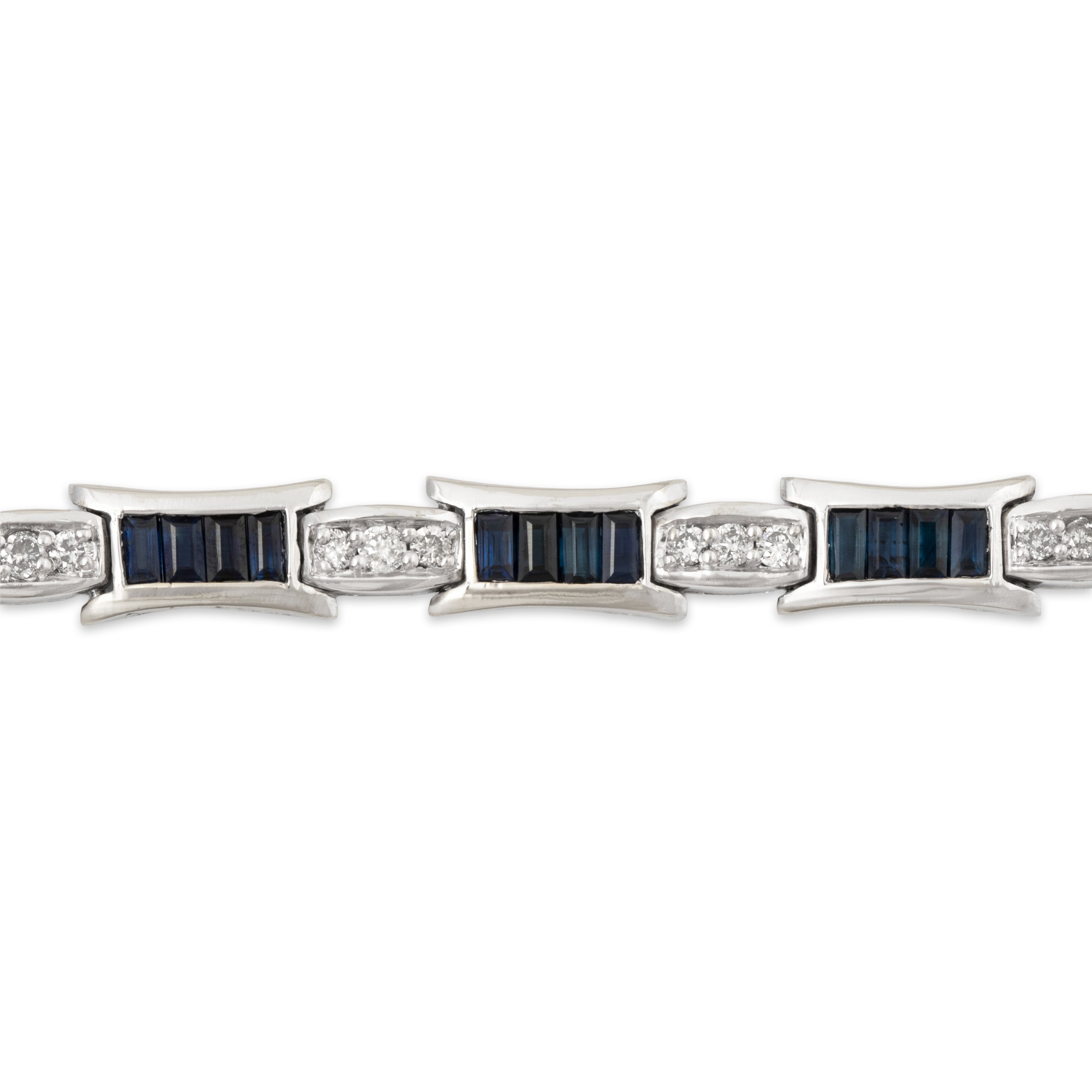 Vintage 14k White Gold 3.6cttw Sapphire .689cttw Diamond Refined Bracelet 6.75、mySite、hinf8tx79