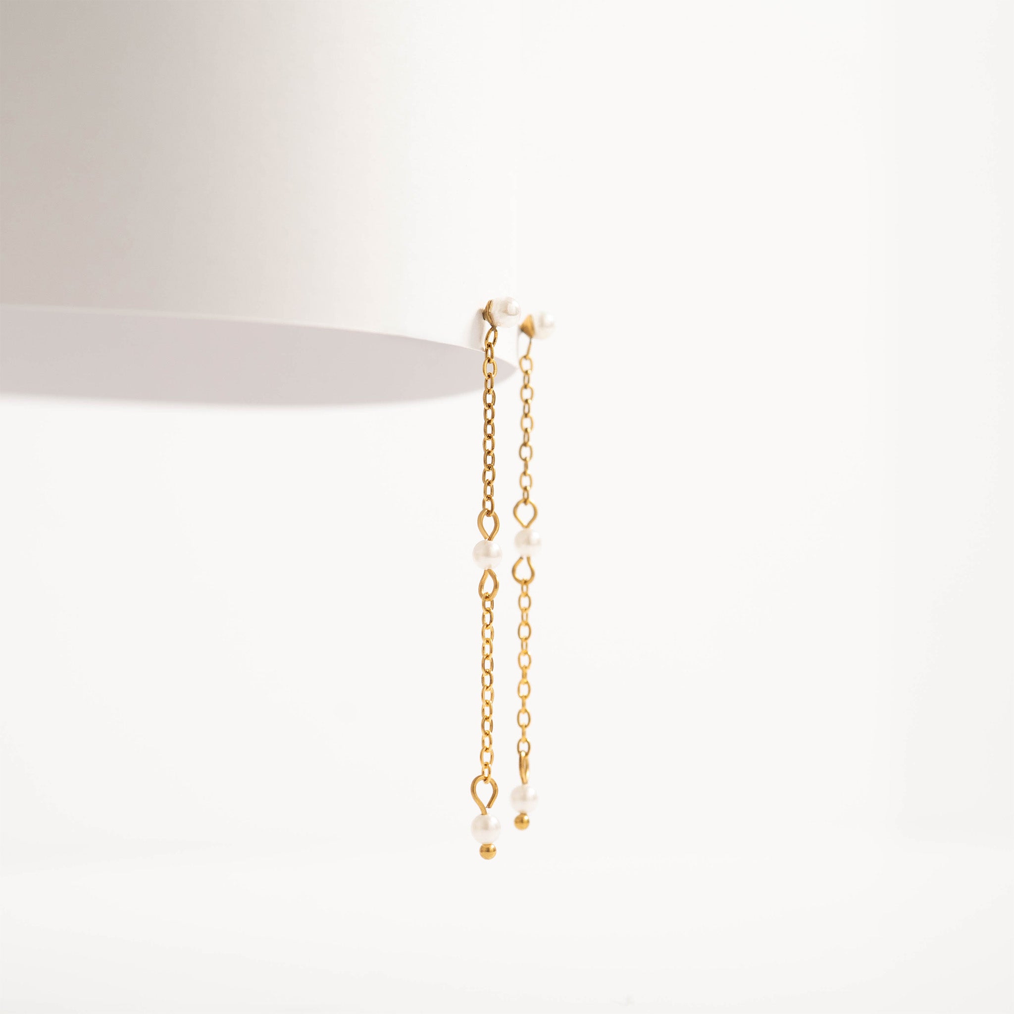 18K Gold PVD Stainless Steel Pearl Dangle Earrings / ERJ0063、mySite、dreamappss