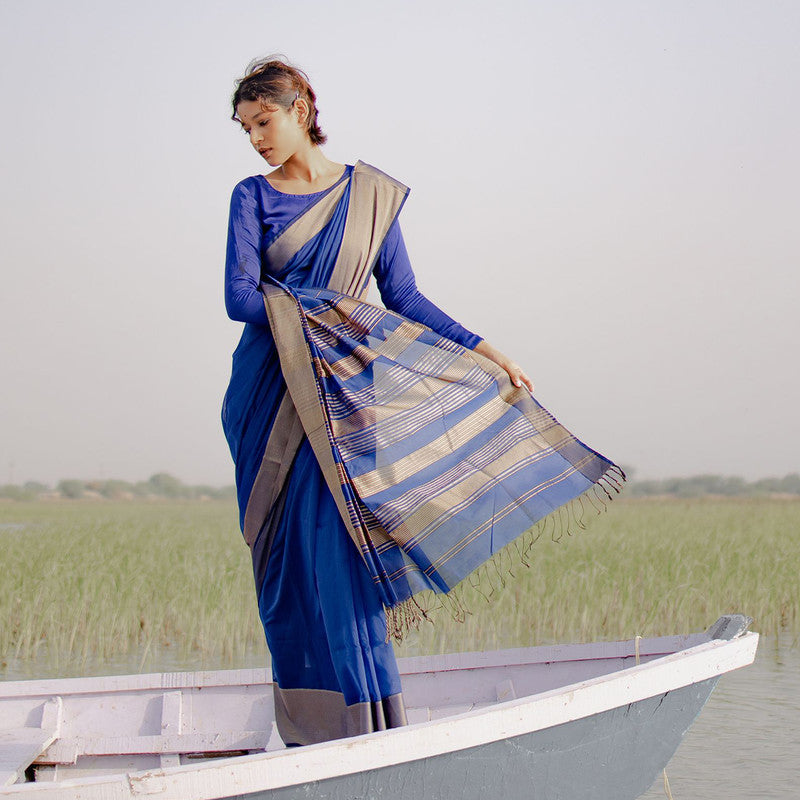 Maheshwari Silk Cotton Saree | Blue、mySite、camillekostekn