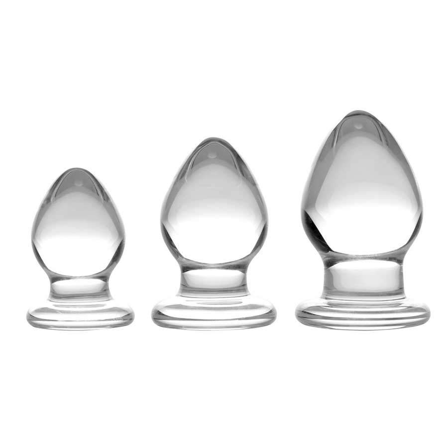 Triplets 3 Piece Clear Glass Anal Plug Trainer Kit by Trinity Vibes、mySite、bottomscart