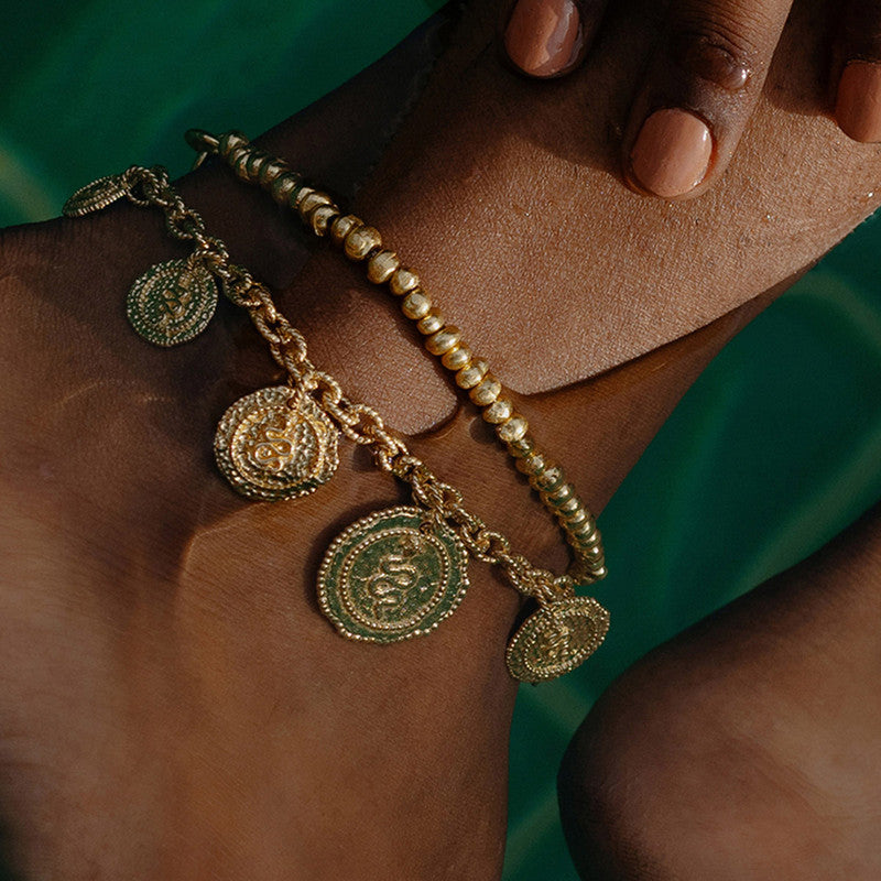 Molten Beaded Anklet | 14K Gold Plated、mySite、camillekostekn