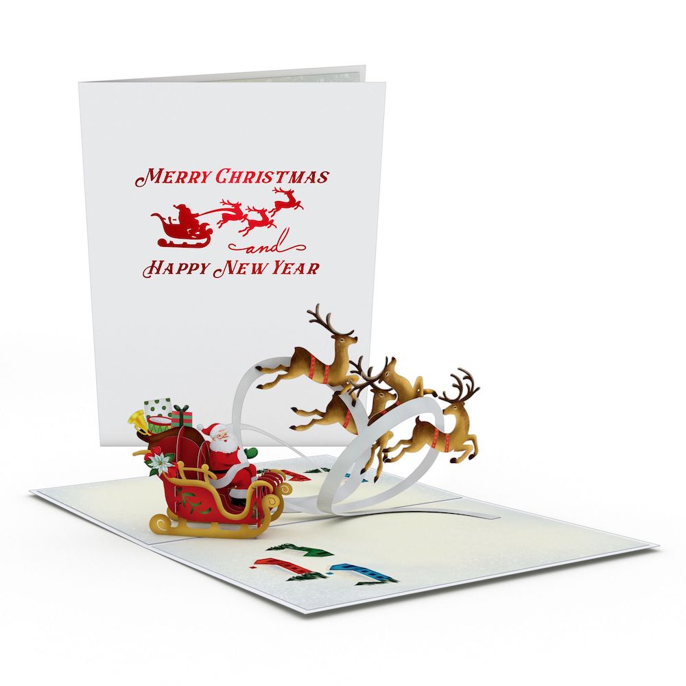Santa Sleigh and Reindeer Pop-Up Card、mySite、solidvoid