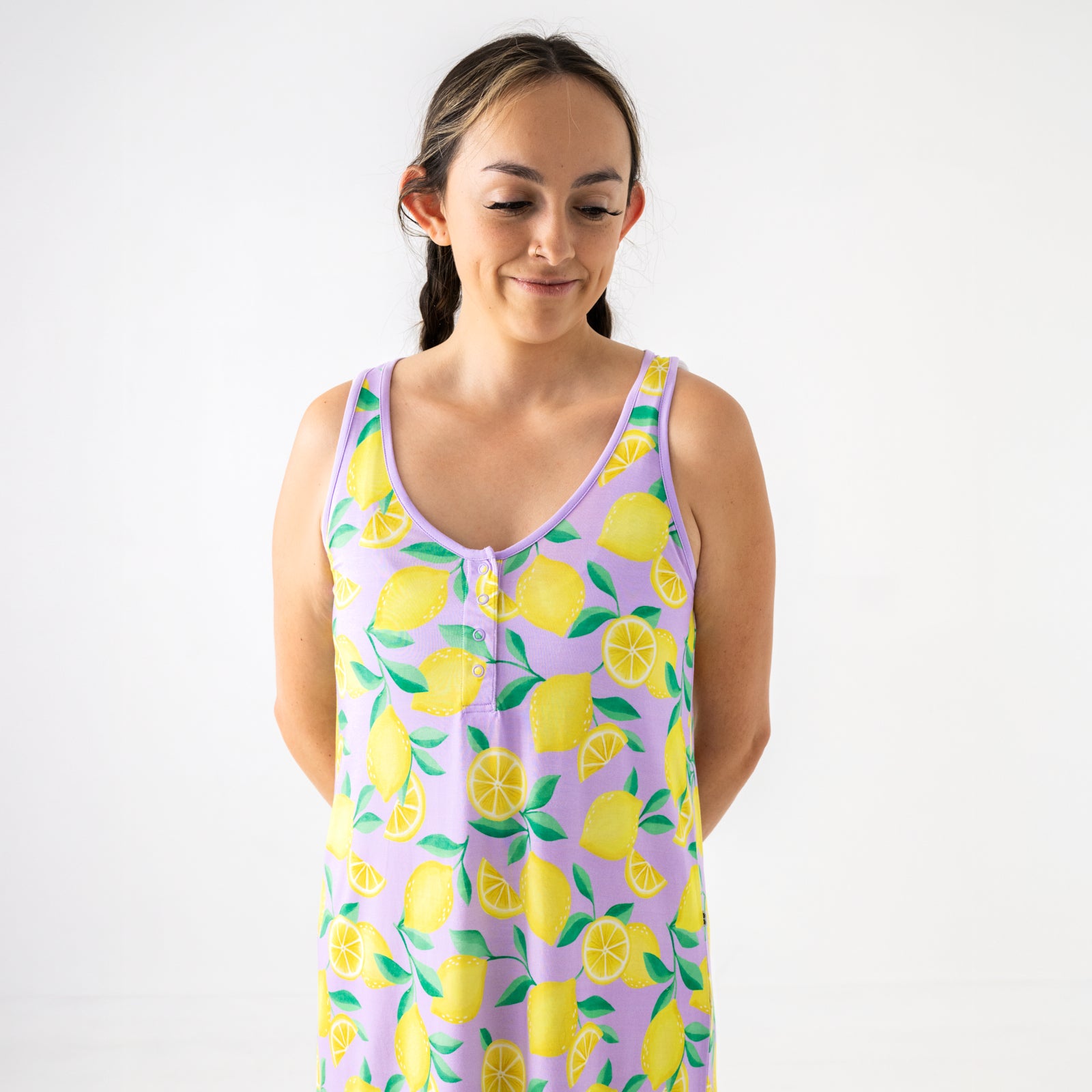 Lavender Sunny Citrus Women's Sleeveless Nightgown、mySite、g9winljtr