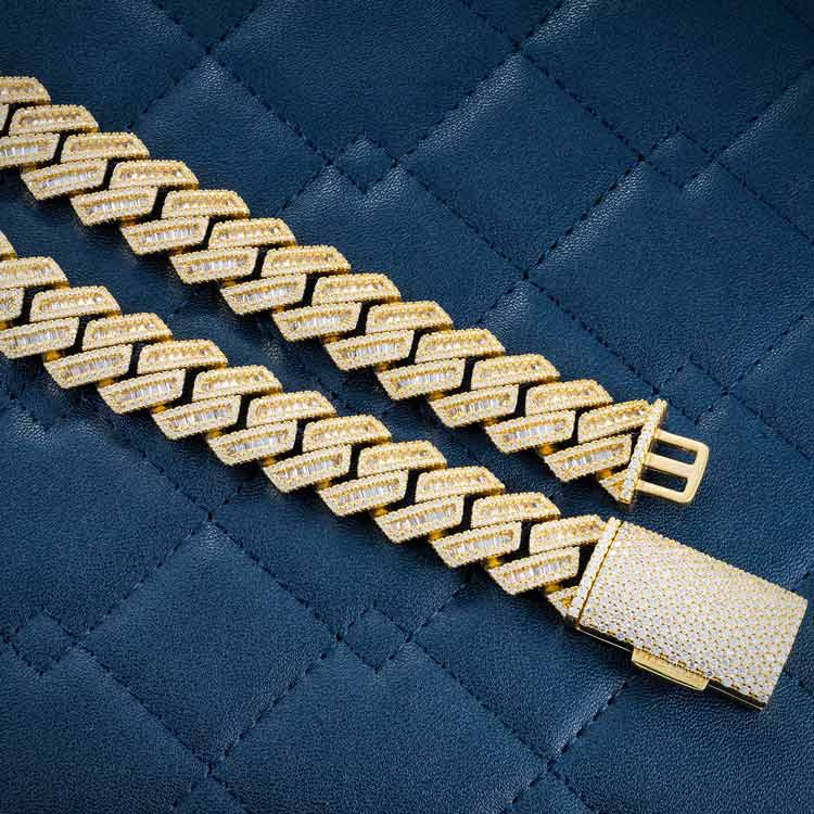15MM Moissanite Baguette Cuban Link Chain 14K Gold、mySite、hinf8tx79
