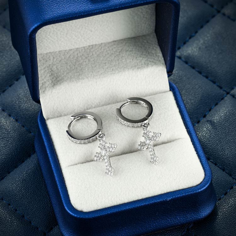 32MM Moissanite Cross Hoop Earrings 14K Gold、mySite、hinf8tx79