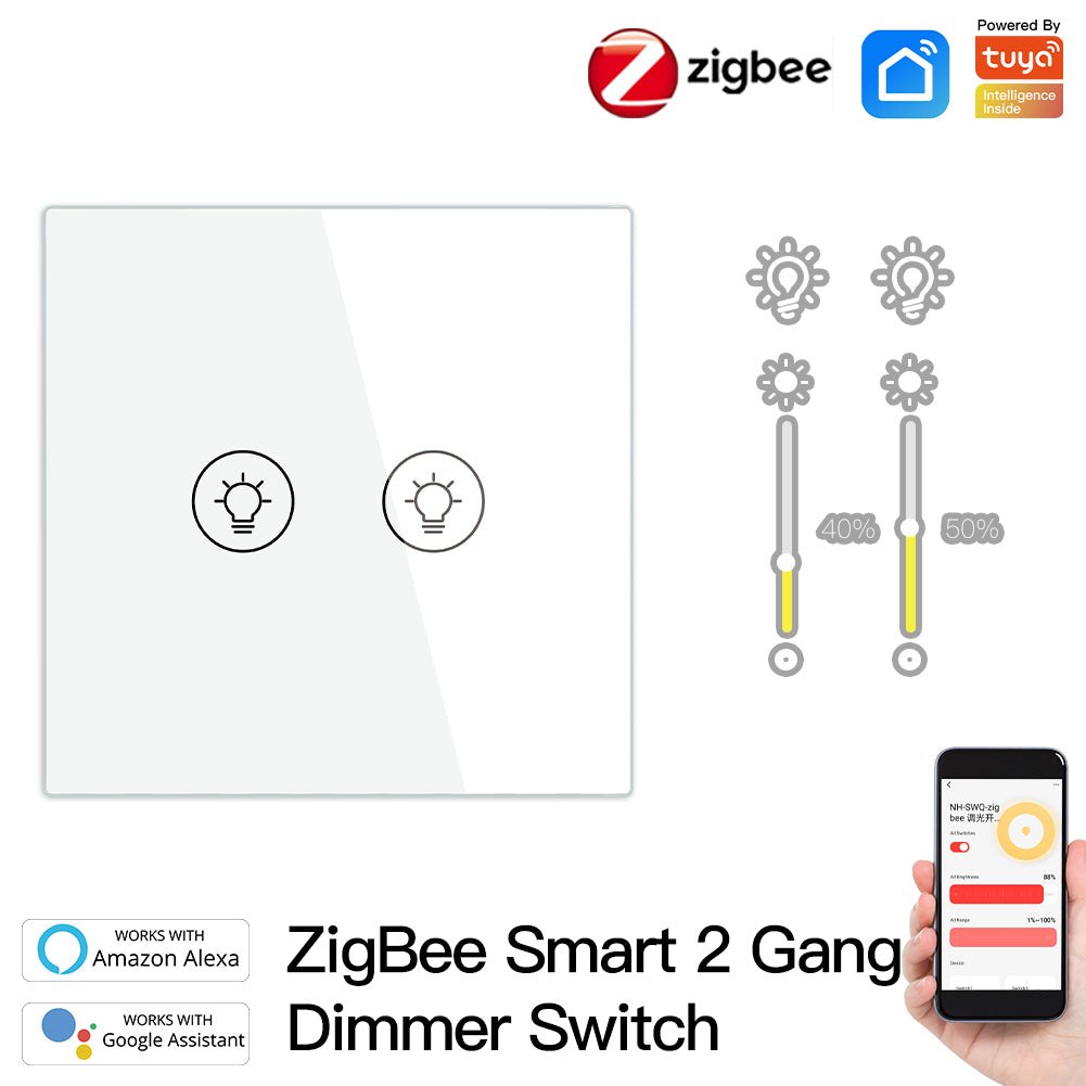 ZigBee Smart Multi-gang Light Dimmer Touch Switch Single Pole Neutral Wire Required EU、mySite、fannypackpong