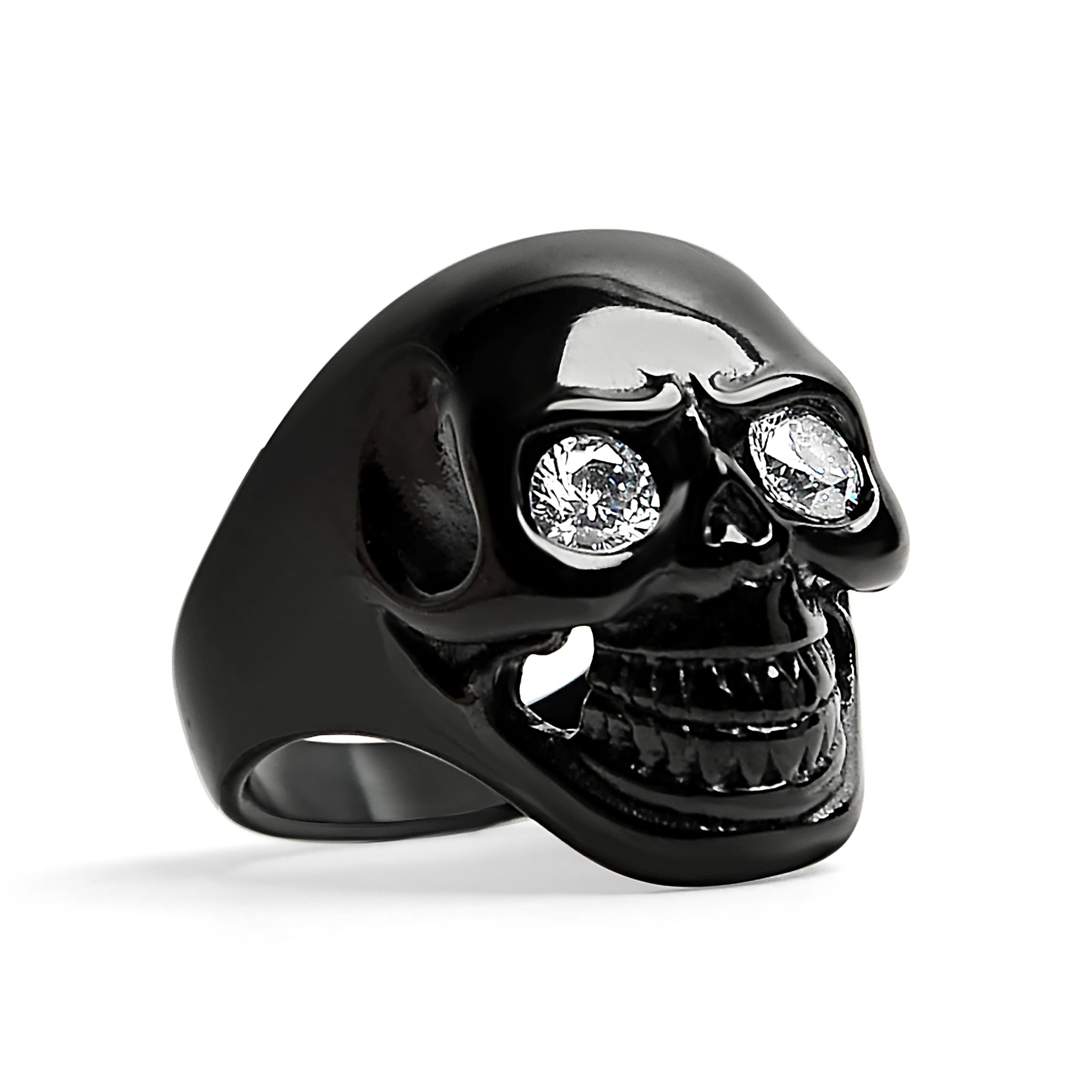 Stainless Steel Clear CZ Eyed Black Skull Ring / SCR4054、mySite、dreamappss