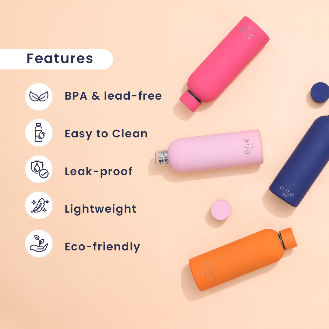 Insulated Stainless Steel Bottles | Set of 4 | 500 ml | Orange, Light Pink, Blue & Dark Pink | BPA Free、mySite、camillekostekn