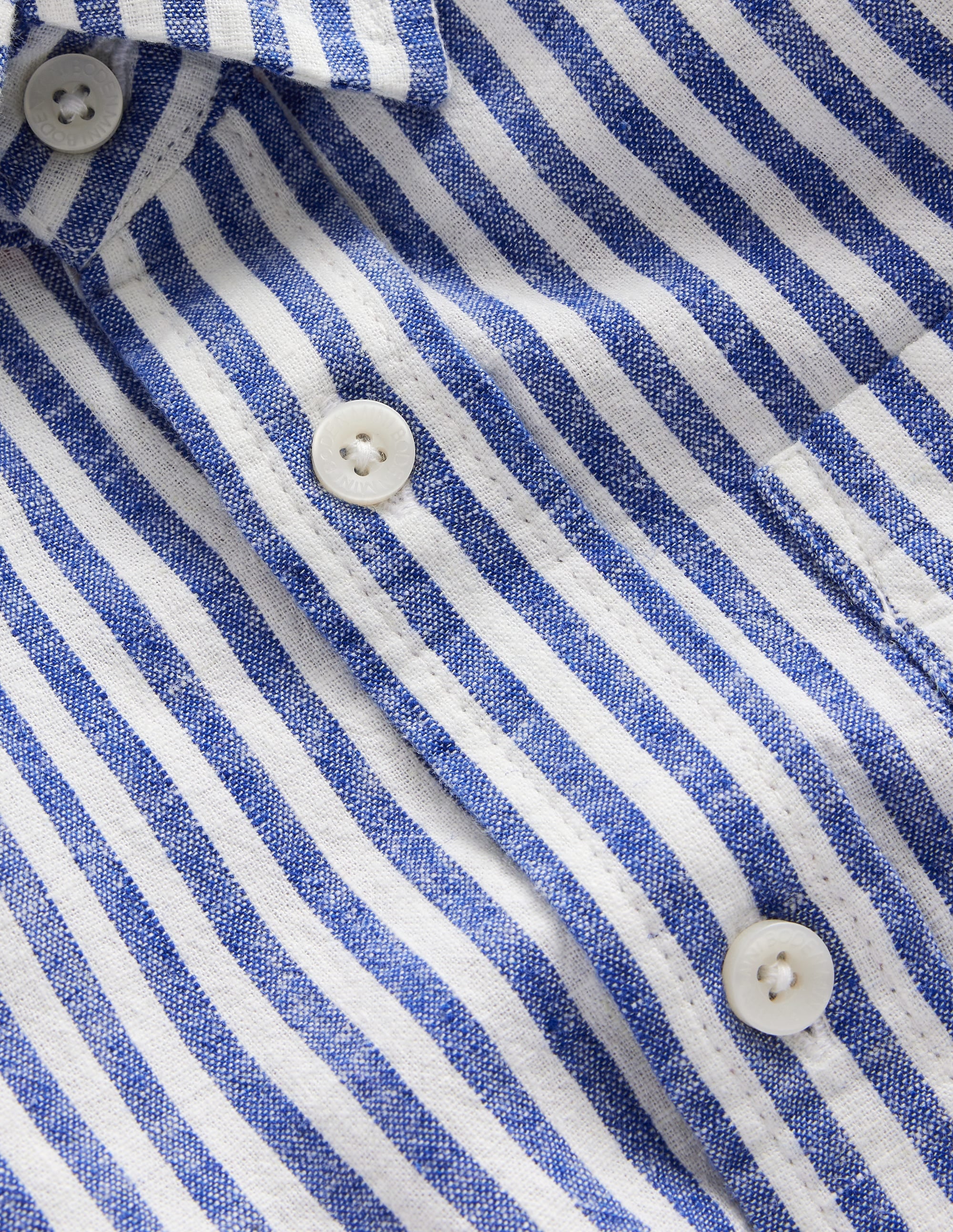  Long Sleeve Cotton Linen Shirt-College Navy / Ivory Stripe、mySite、ashleygrahame