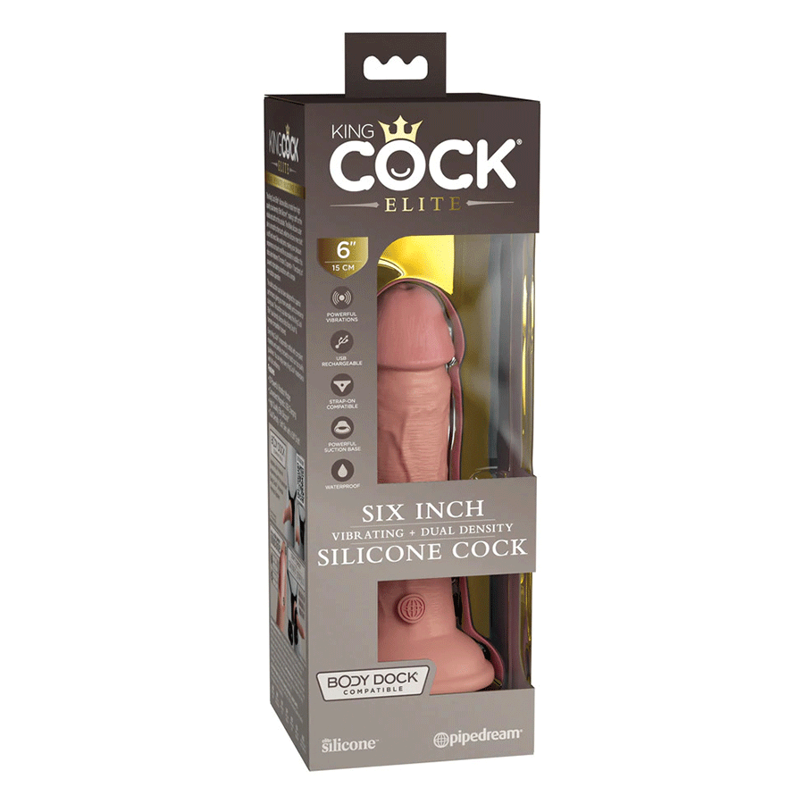 King Cock Elite 6 Inch Vibrating Silicone Dual Density Dong by Pipedream Products、mySite、bottomscart