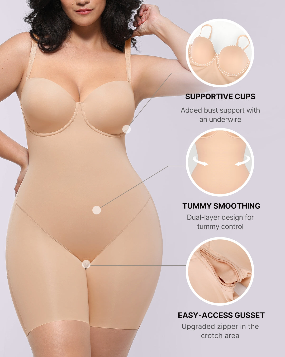 Bare Essentials™ AirSlim® Strapless Mid Thigh Bodysuit、mySite、bengalsvssteelers
