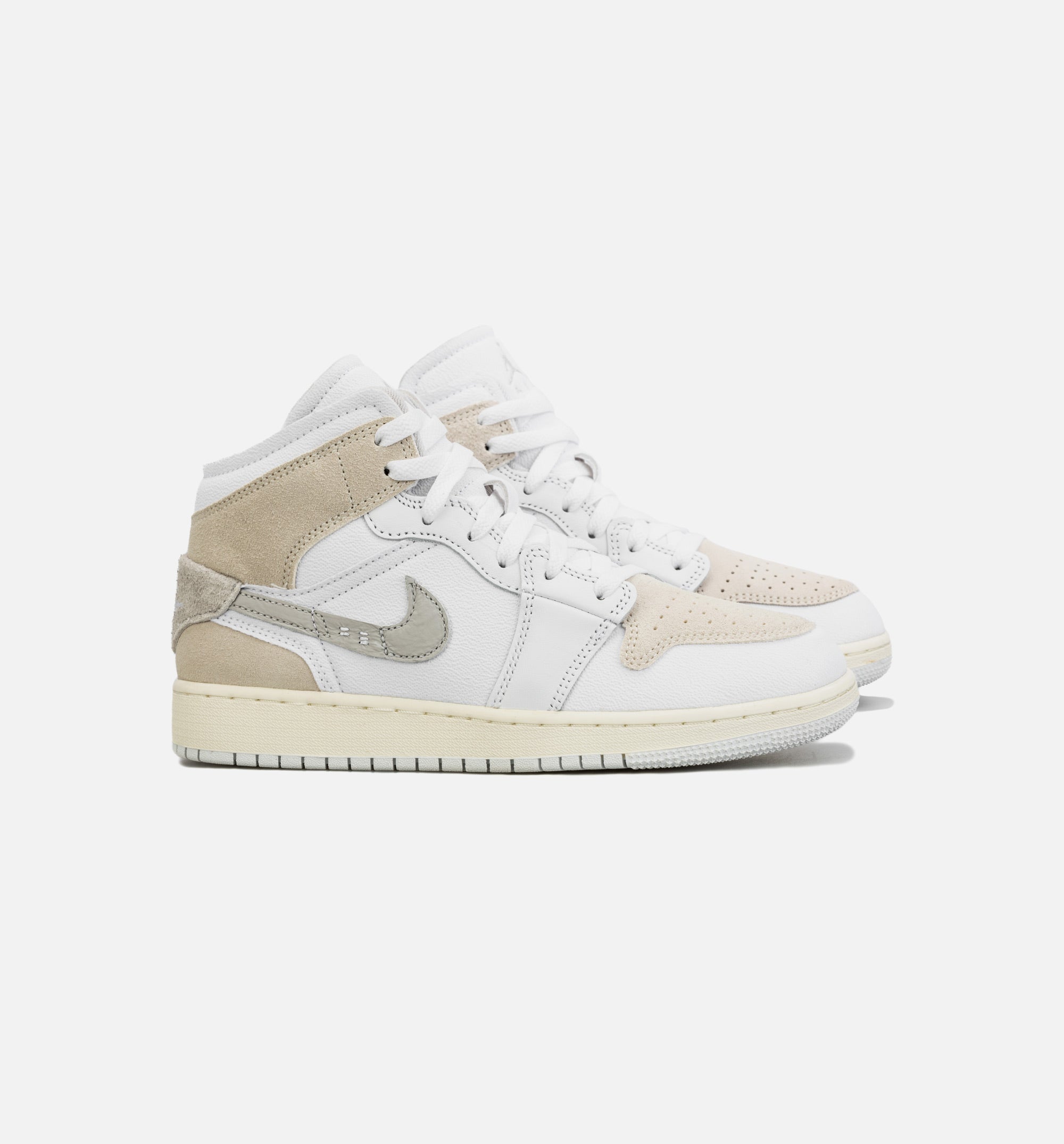 Air Jordan 1 Mid SE Craft Grade School Lifestyle Shoe - Grey/Beige、mySite、dreamappss