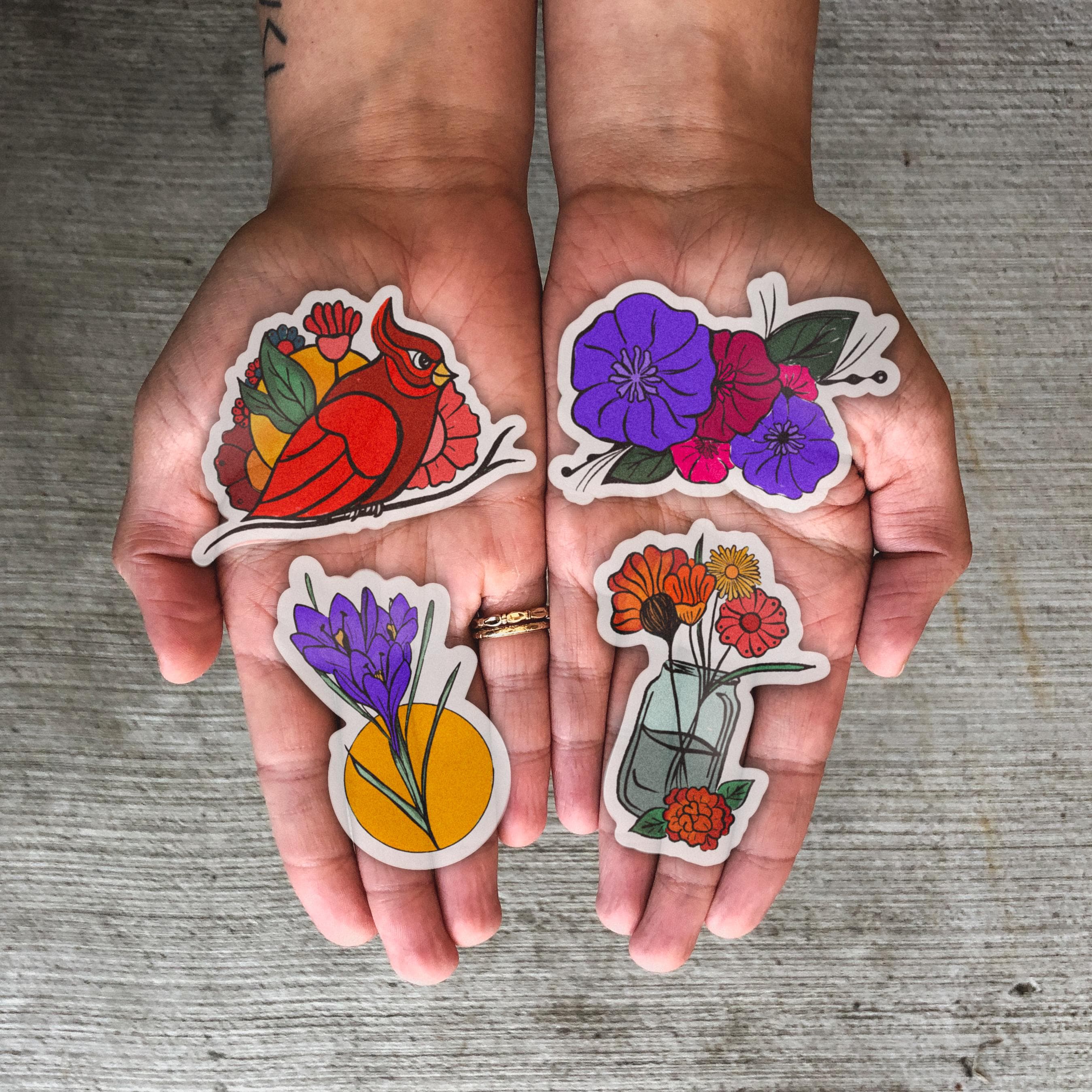  Multicolor Spring Flowers Sticker、mySite、elrpsem3k