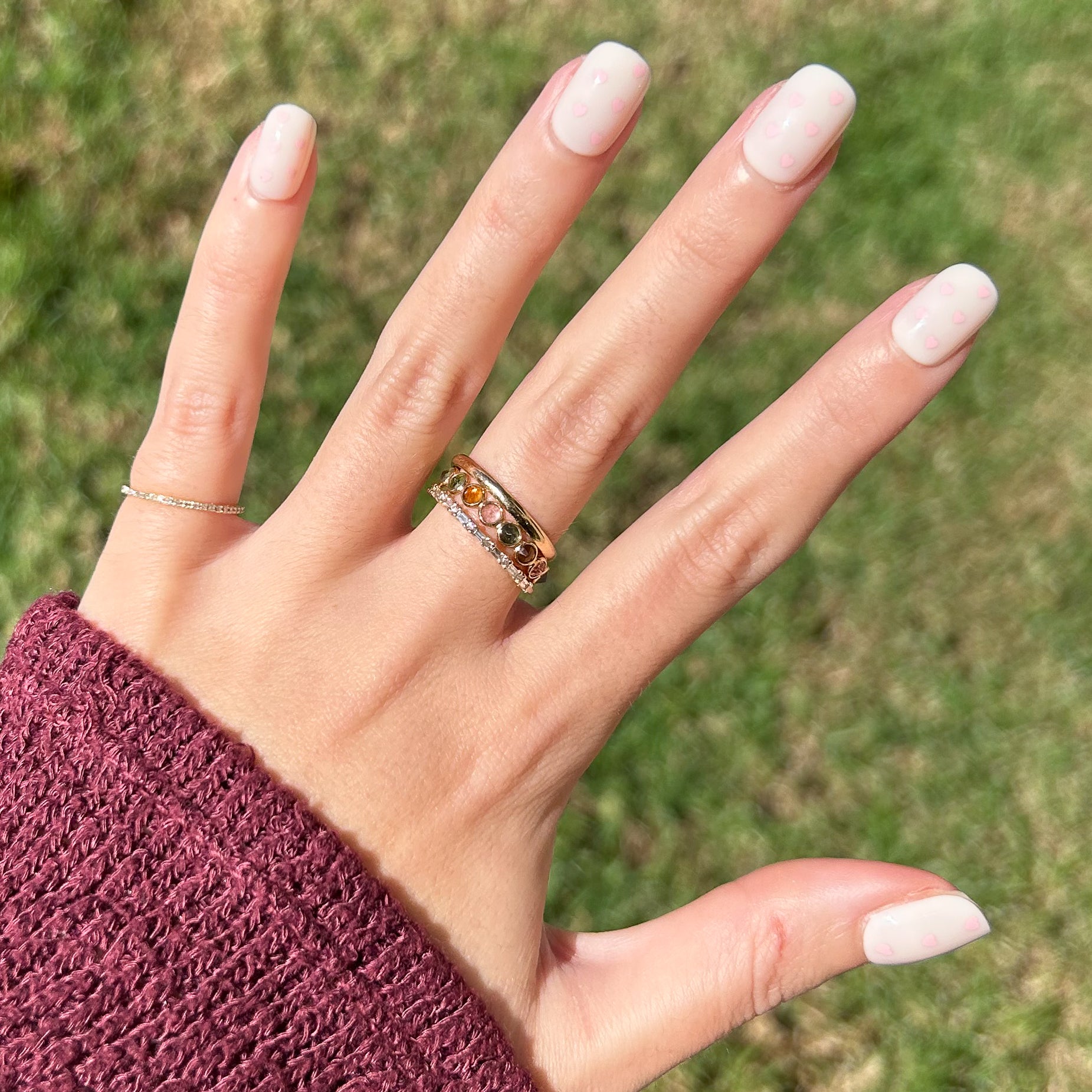 Heart Shower | Extra Short | Squoval - Tab Press-On、mySite、solidvoid