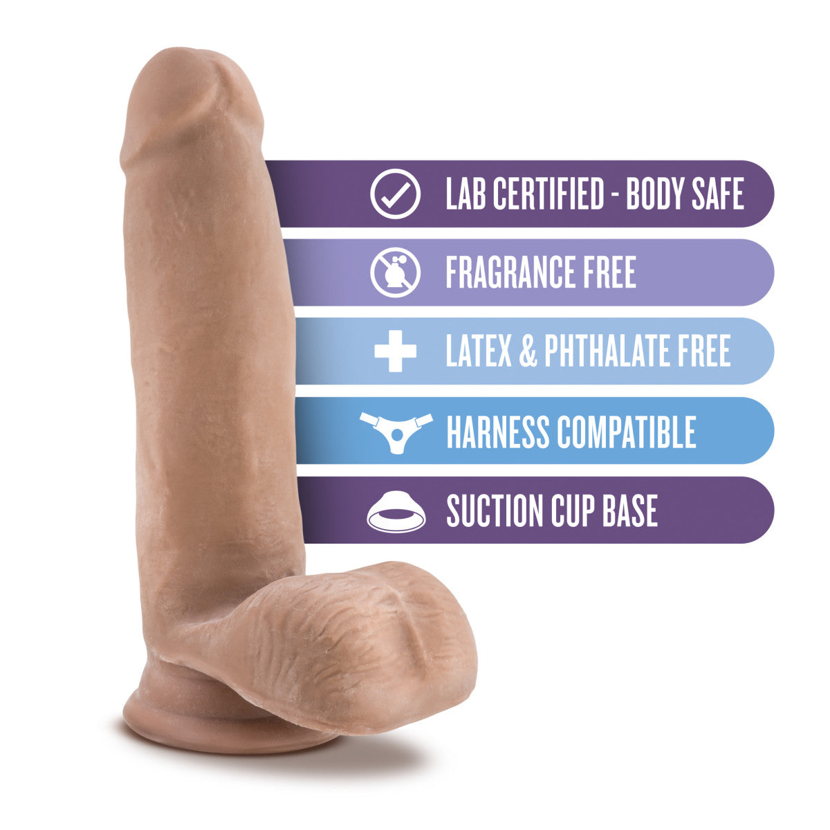 Au Naturel By Blush® | Realistic Latin 7-Inch Long Dildo With Balls & Suction Cup Base、mySite、bottomscart