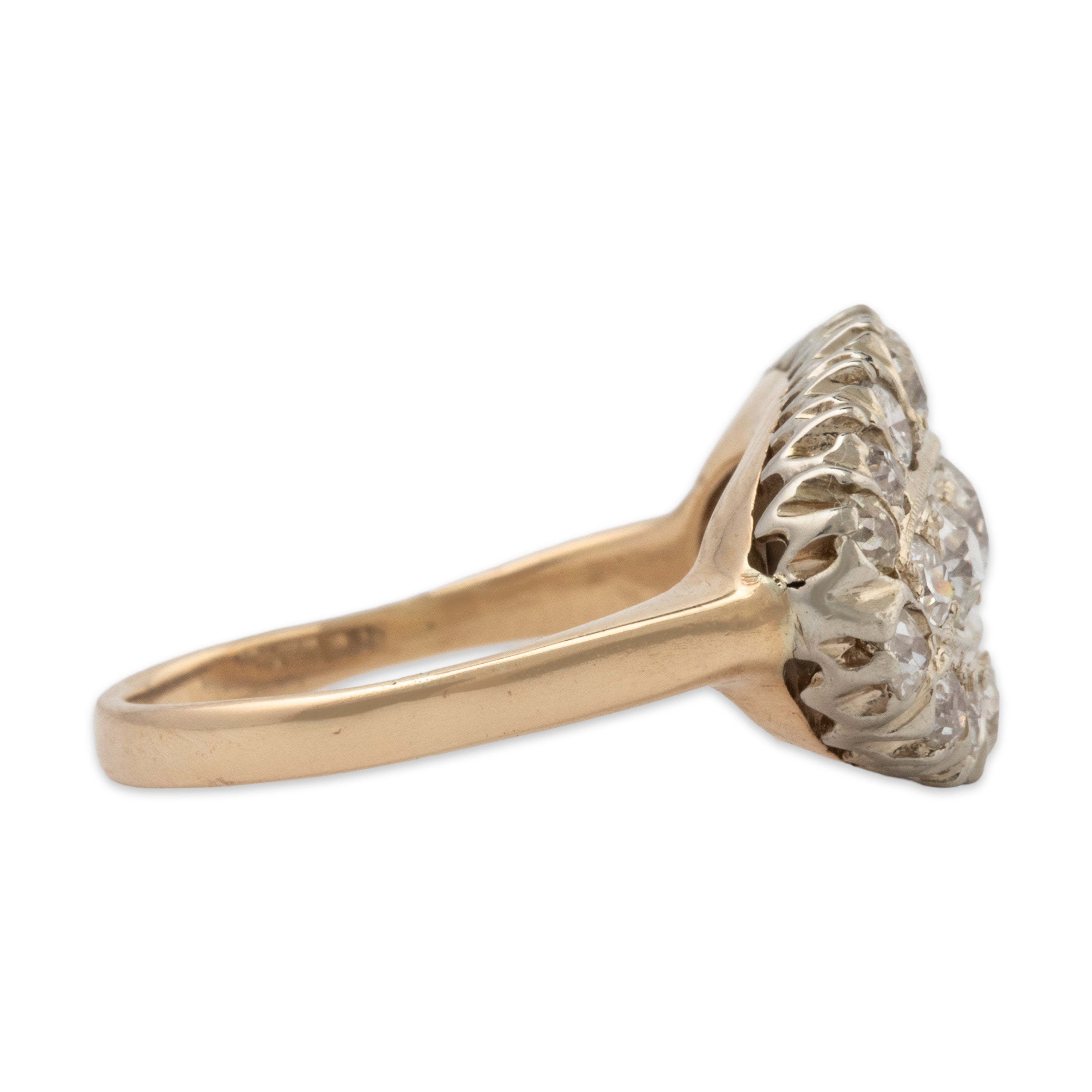 Antique 14k Yellow & White Gold 1.19cttw Old Mine Cut Diamond Rows Ring 5.5、mySite、hinf8tx79