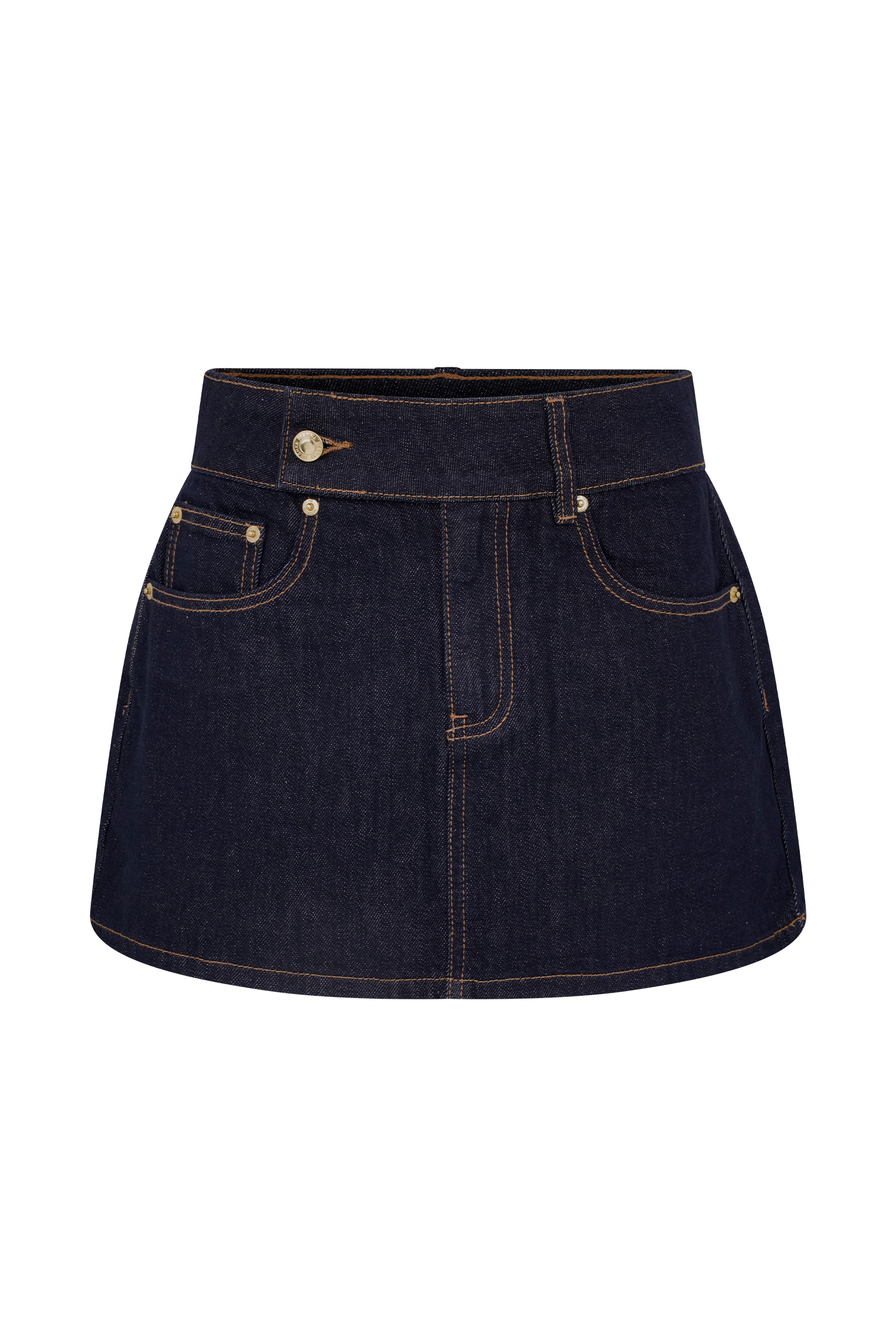 Julienne Denim Mini Skirt - Washed Indigo Blue、mySite、solidvoid