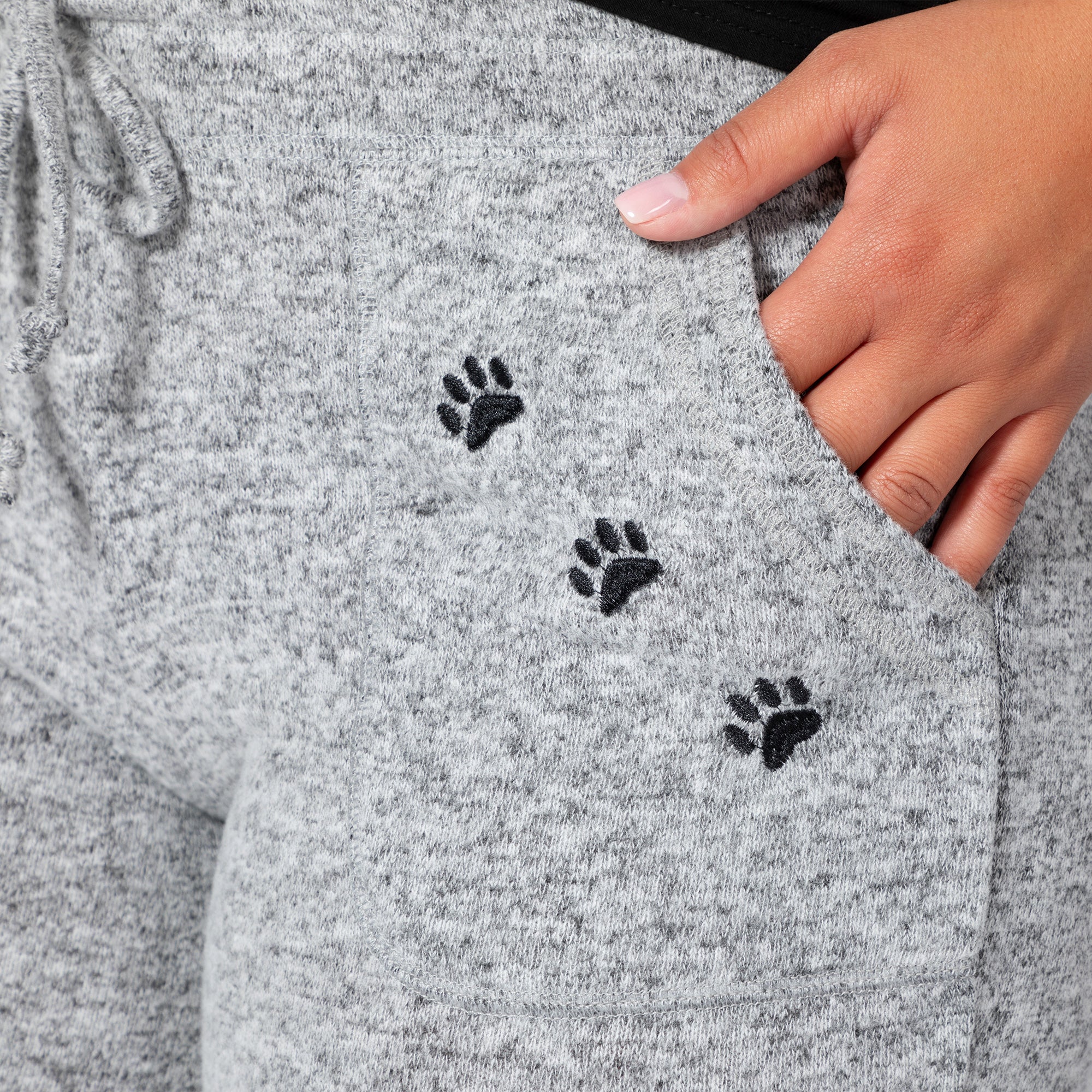 Heather Gray Paw Print Drawstring Knit Pants、mySite、camillekostekn